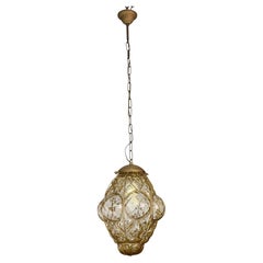 Amazing Amber Vintage Venetian Lantern, Seguso Murano Glass, 1960s