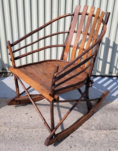 Antique Amazing Amish Hickory & Twig Barrel Back Rocking Chair
