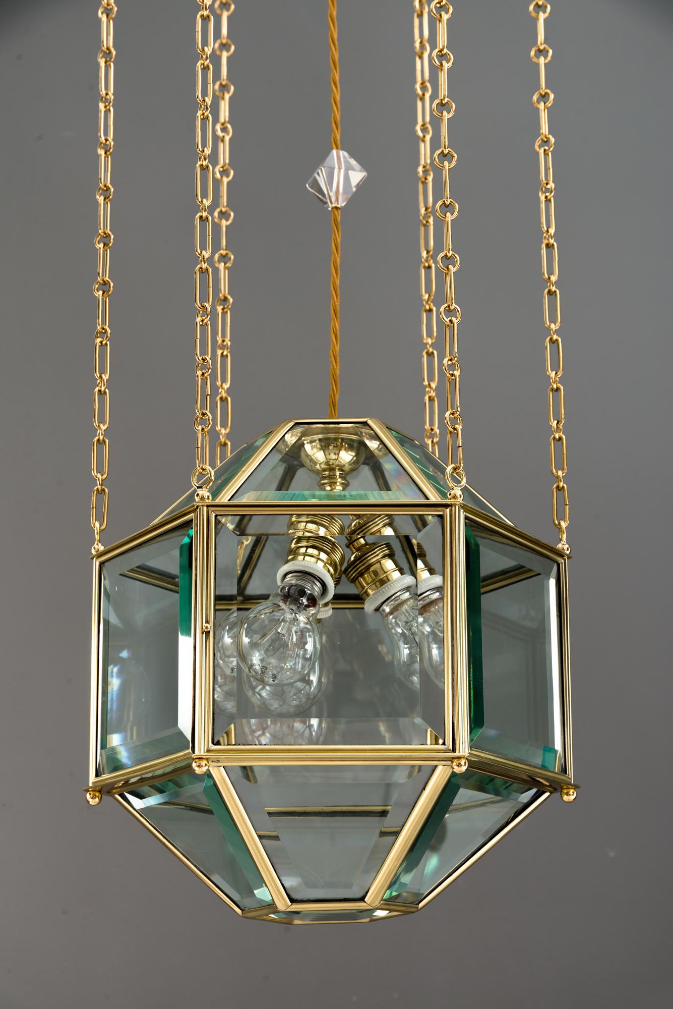 Jugendstil Amazing and Big Chandelier with Original Cut Glasses, Vienna, circa 1910s