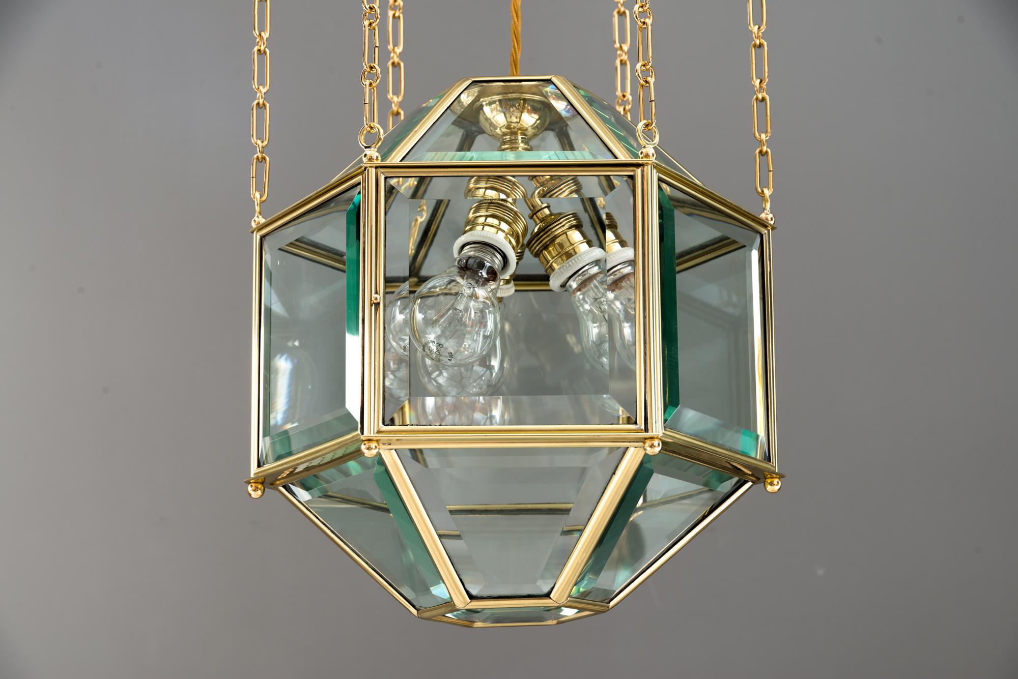 Lacquered Amazing and Big Chandelier with Original Cut Glasses, Vienna, circa 1910s