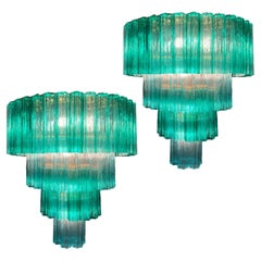 Amazing and Charming Pair of Italian Chandeliers by Valentina Planta, Murano