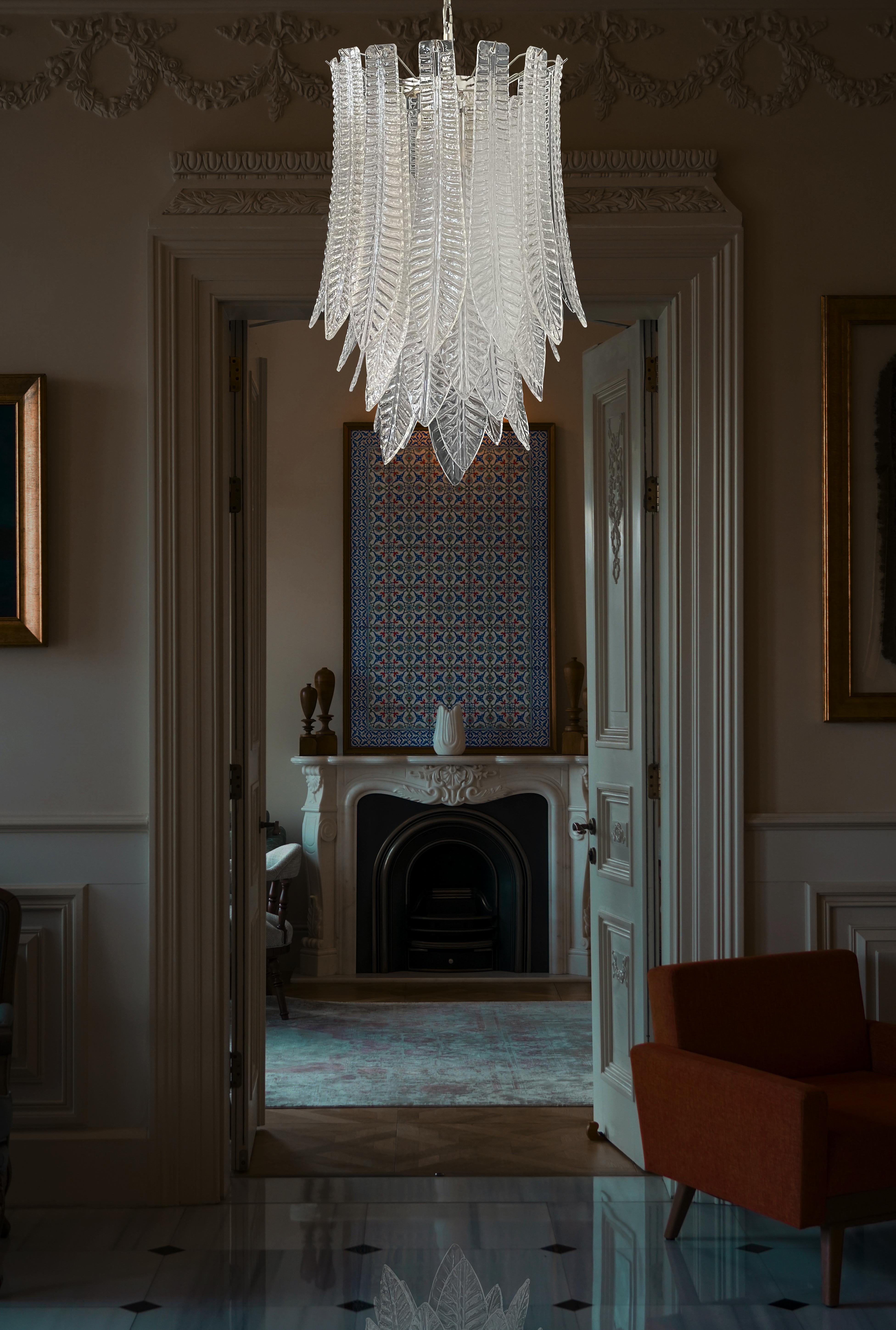 Metallo Incredibile ed enorme lampadario italiano in vetro di Murano Felci, 41 bicchieri in vendita