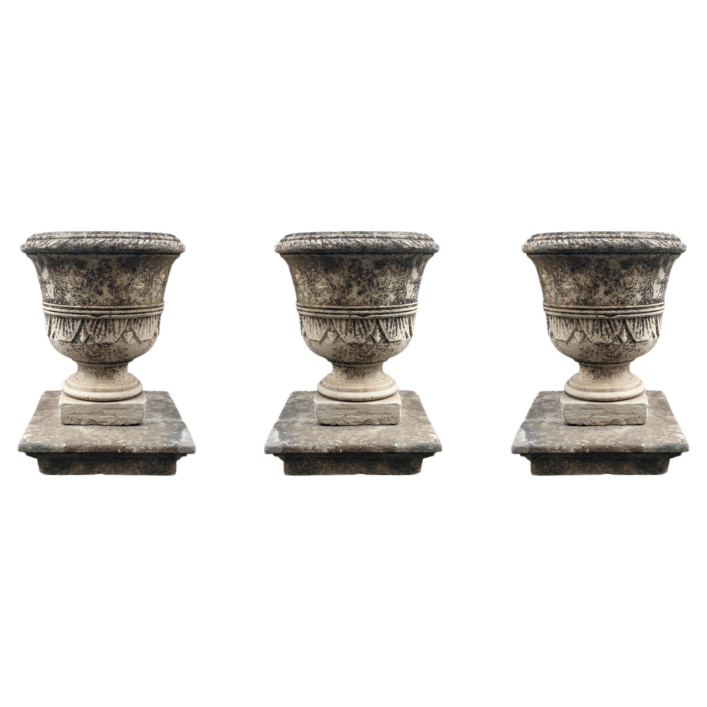 FANTASTICO e RARO (3) VASI IN PIETRA H56CM XIX secolo