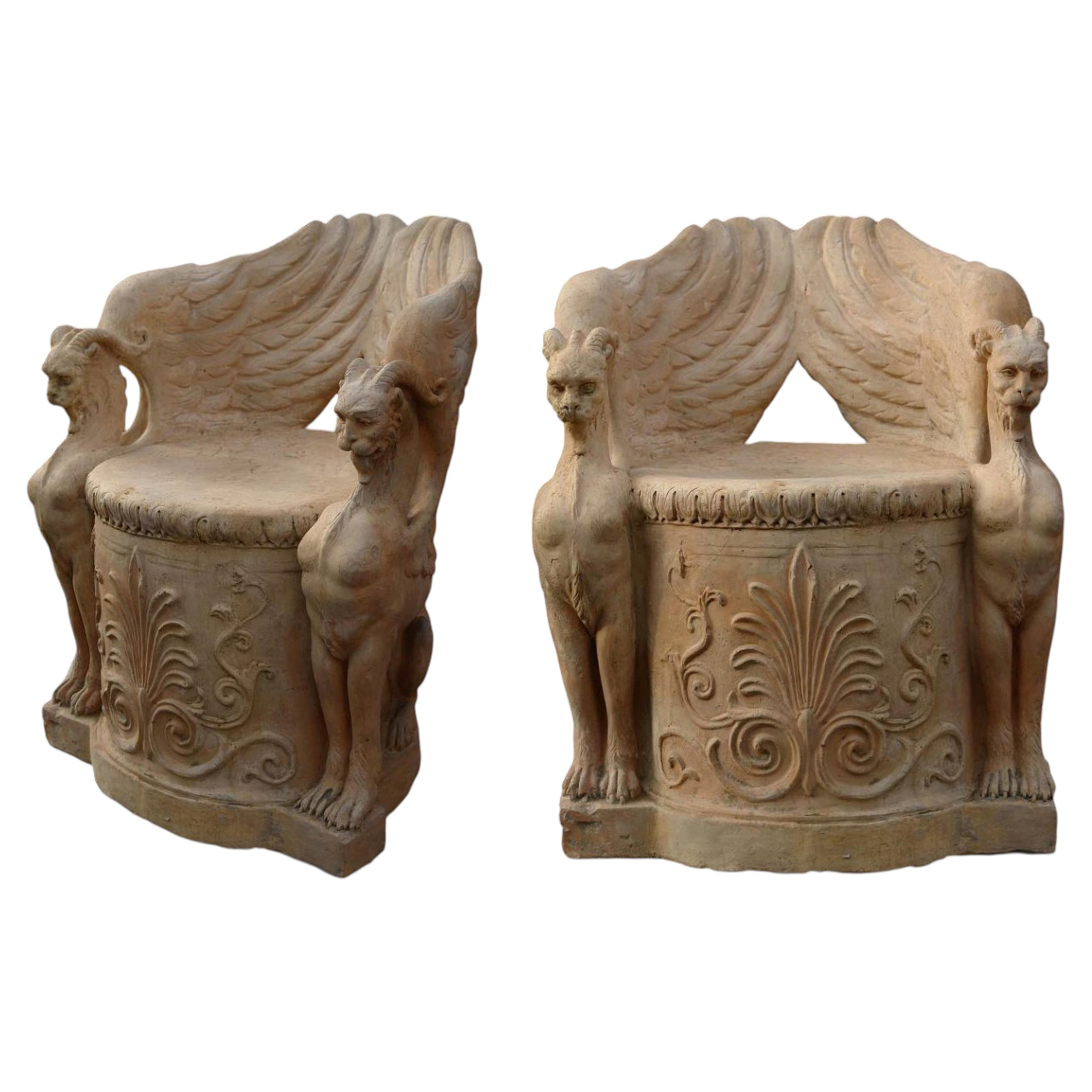 Amazing and Unique ORIGINAL ANCIENT TERRACOTTA SEAT BY MANIFATTURA DI SIGNA For Sale