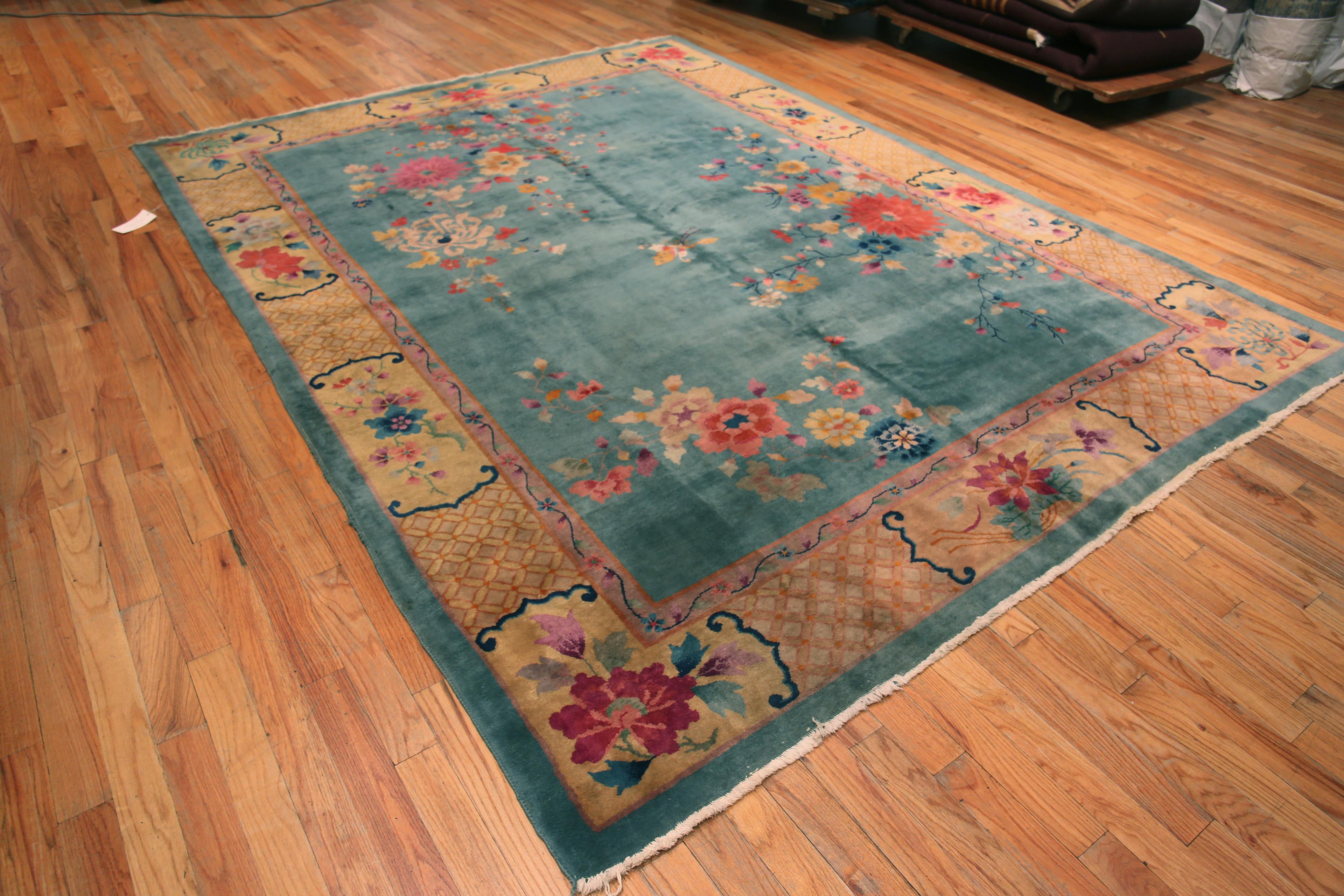 Amazing Antique Chinese Art Deco Floral Area Rug, Country of origin: China, Circa date: 1920