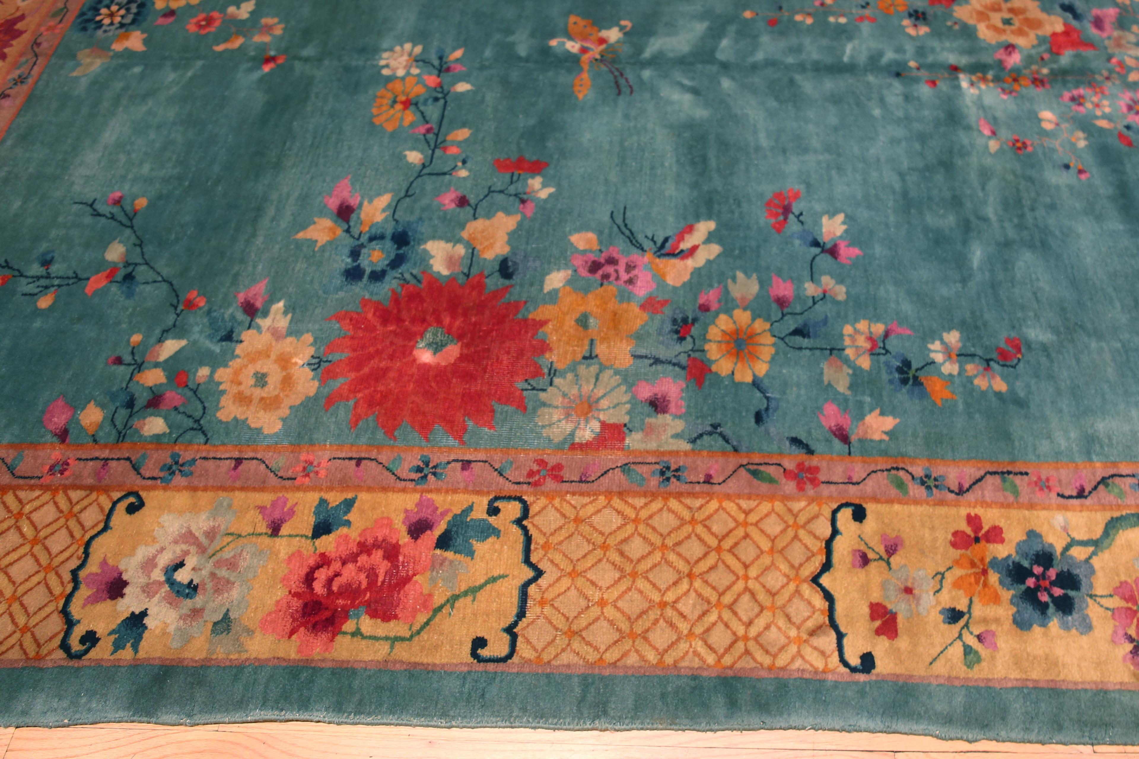 Hand-Knotted Amazing Antique Chinese Art Deco Floral Area Rug 8'8