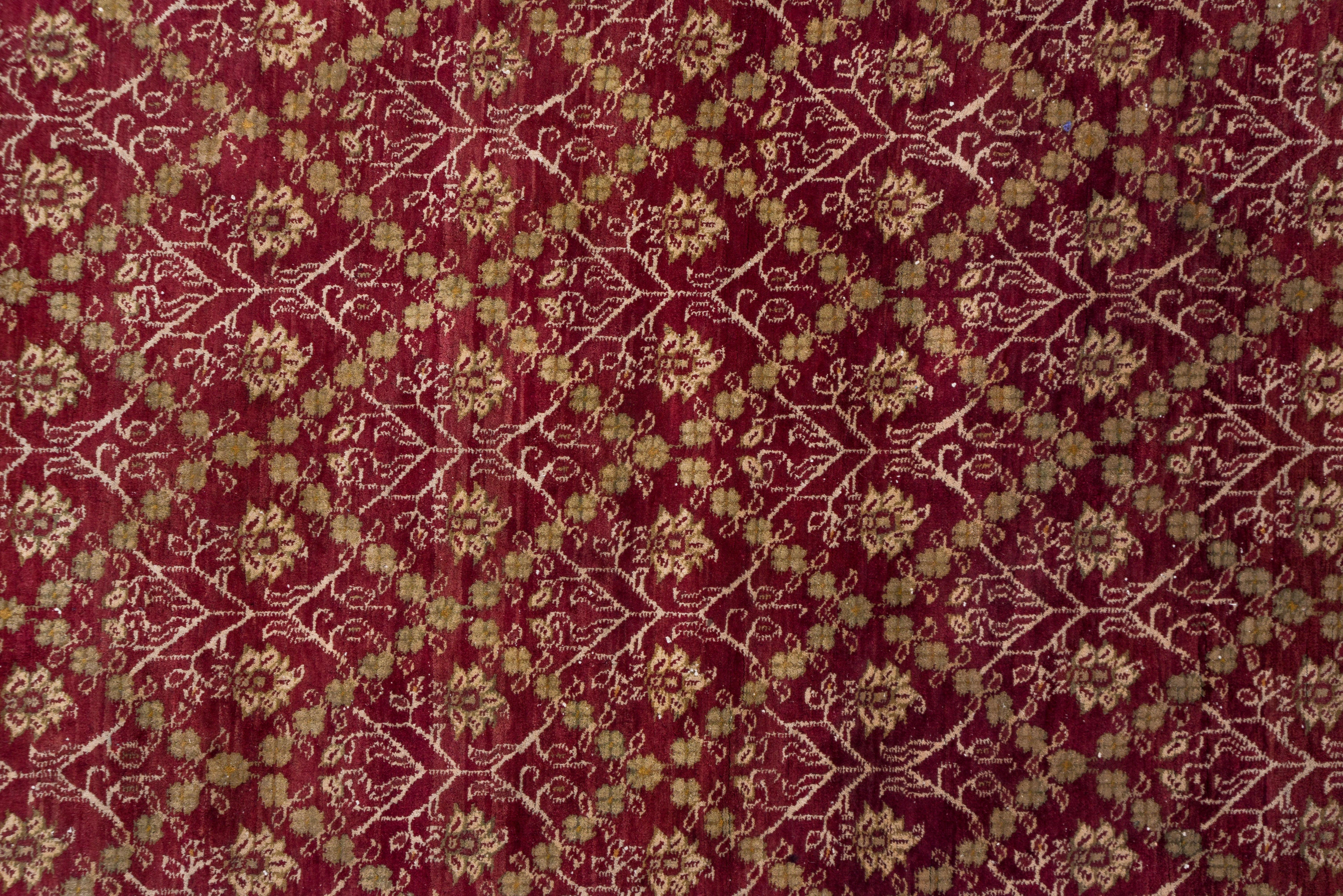 Wool Amazing Antique Indian Agra Carpet, circa 1900s