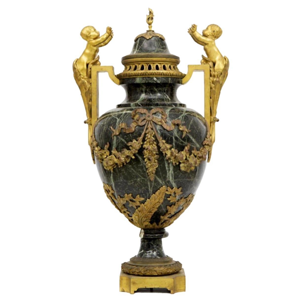 Magnifique vase italien ancien à couvercle à couvercle, 19ème siècle