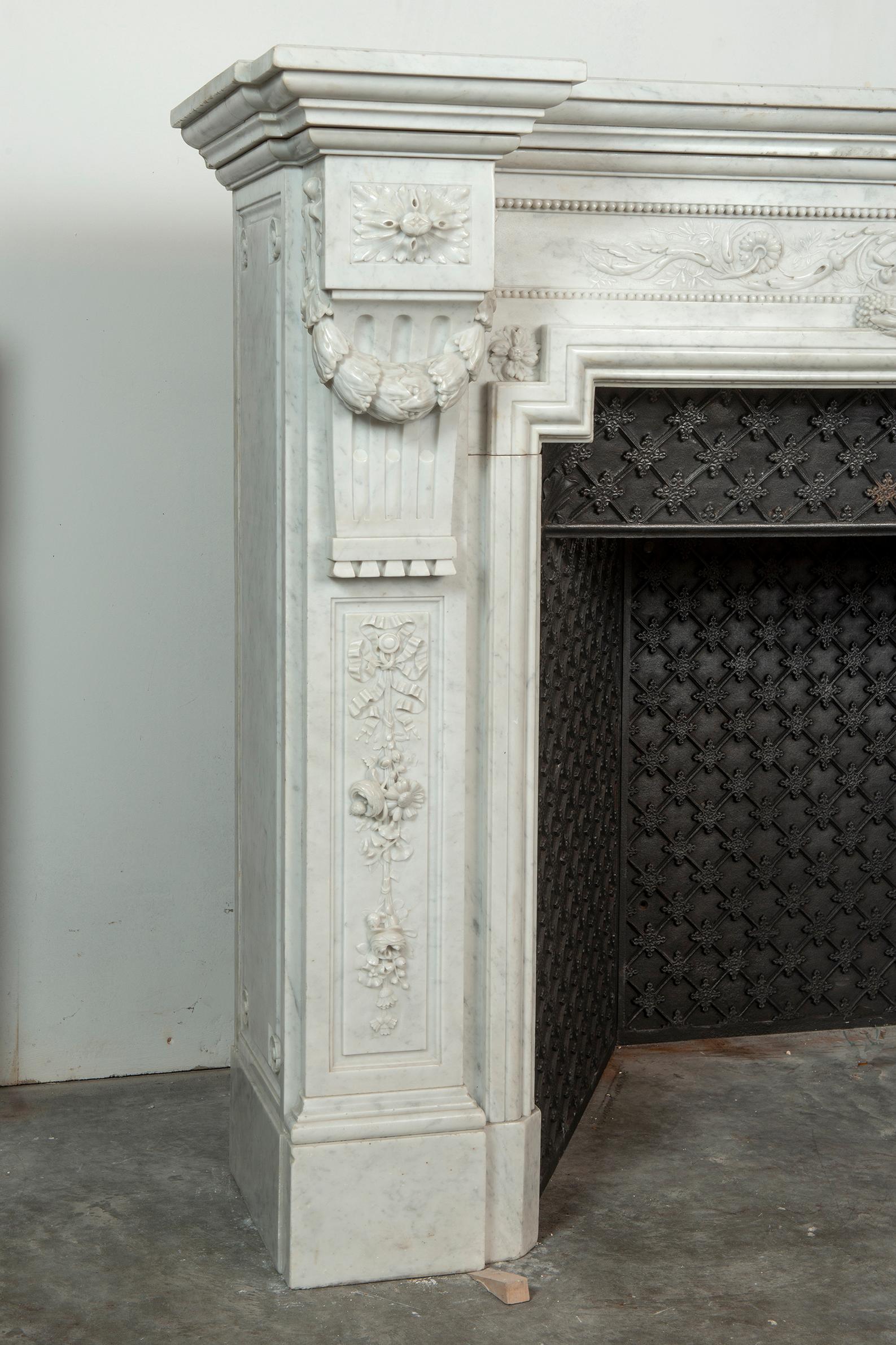 Carved Amazing Antique Louis XVI Fireplace Mantel For Sale
