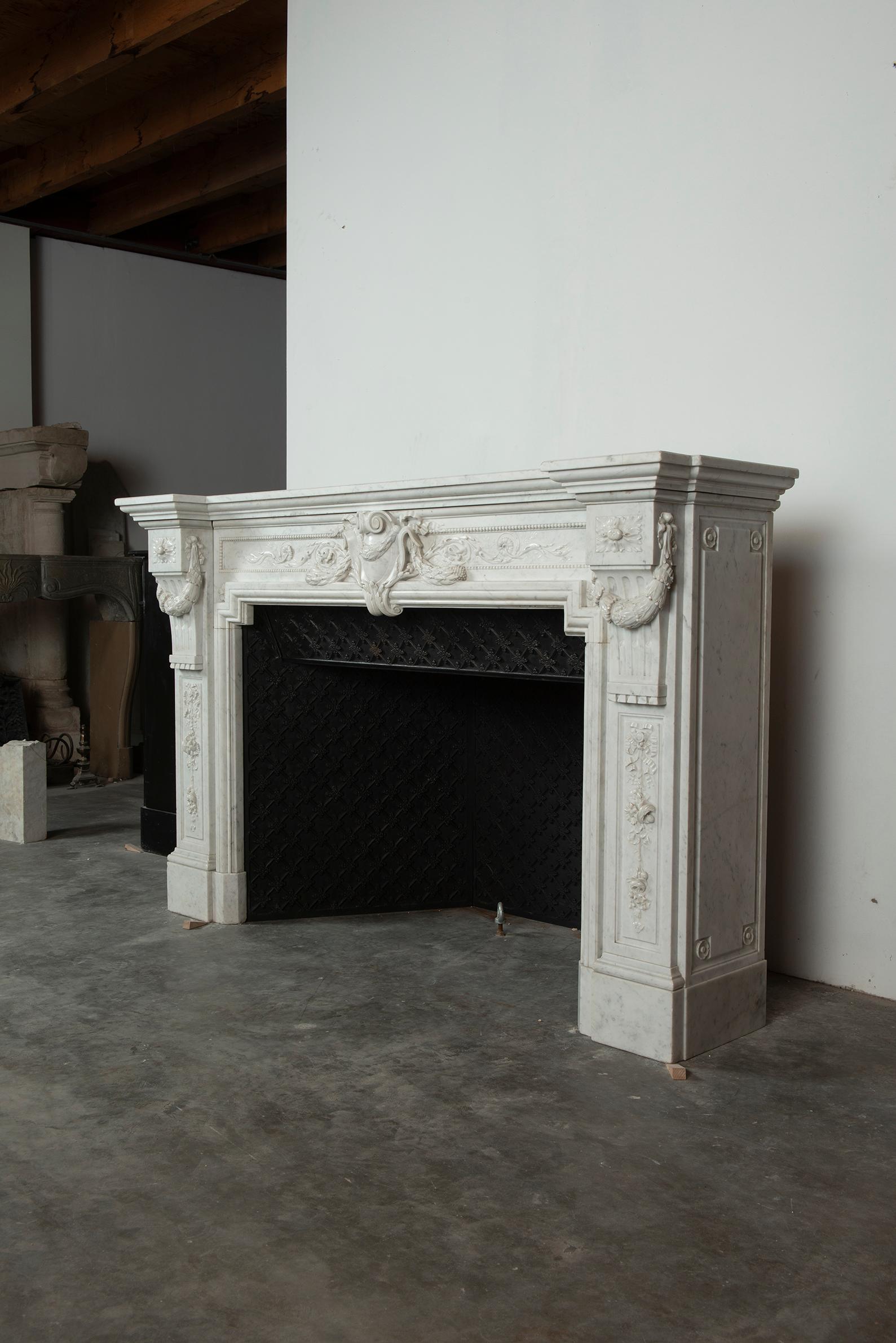 19th Century Amazing Antique Louis XVI Fireplace Mantel For Sale