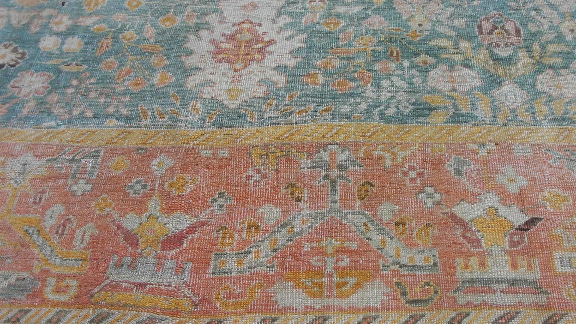 Turkish Amazing Antique Oushak Carpet For Sale