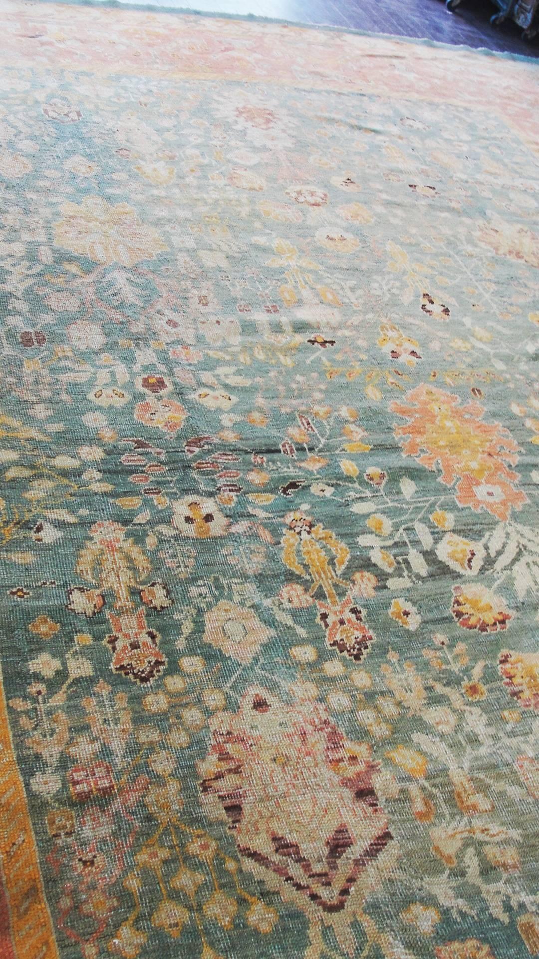 Wool Amazing Antique Oushak Carpet For Sale