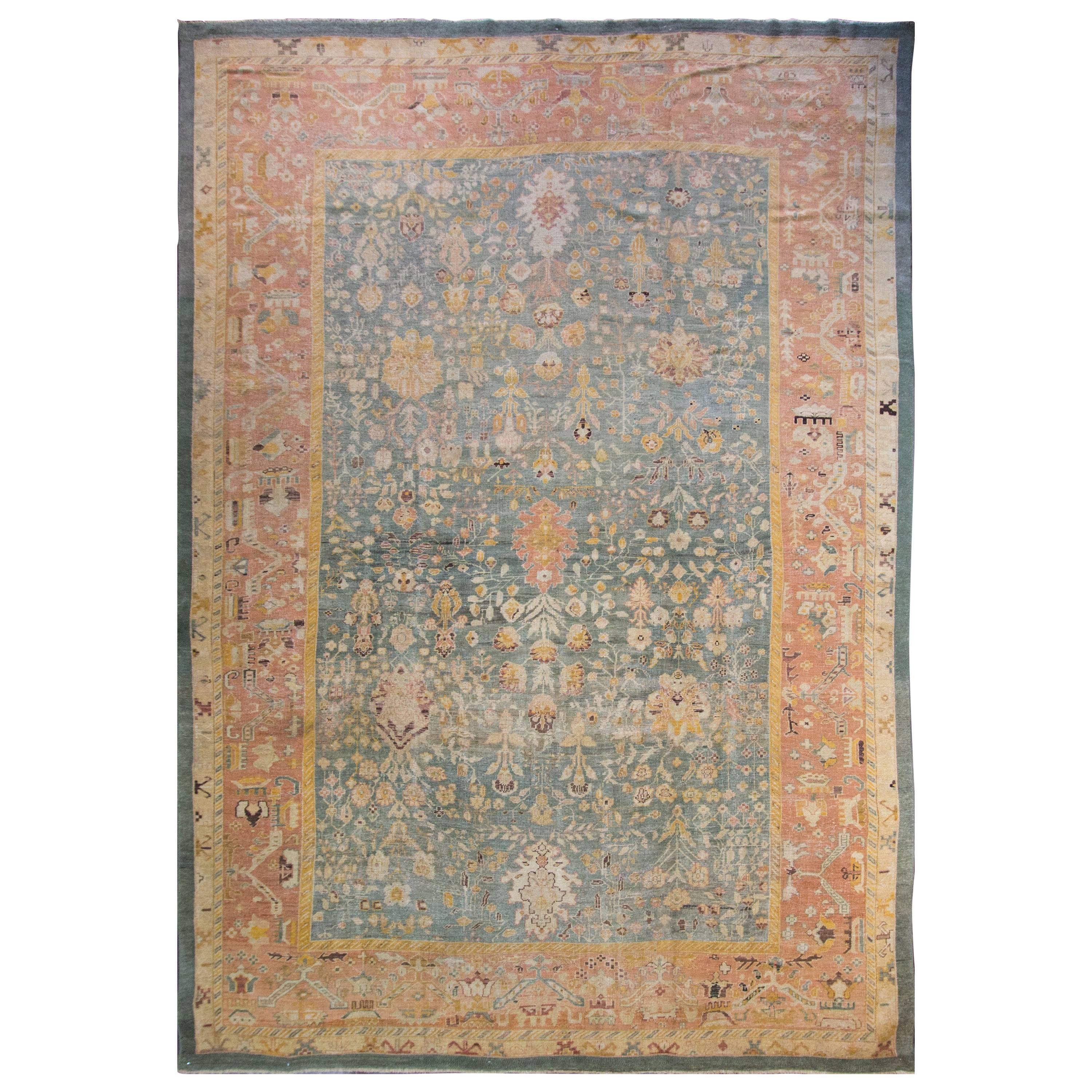 Amazing Antique Oushak Carpet For Sale