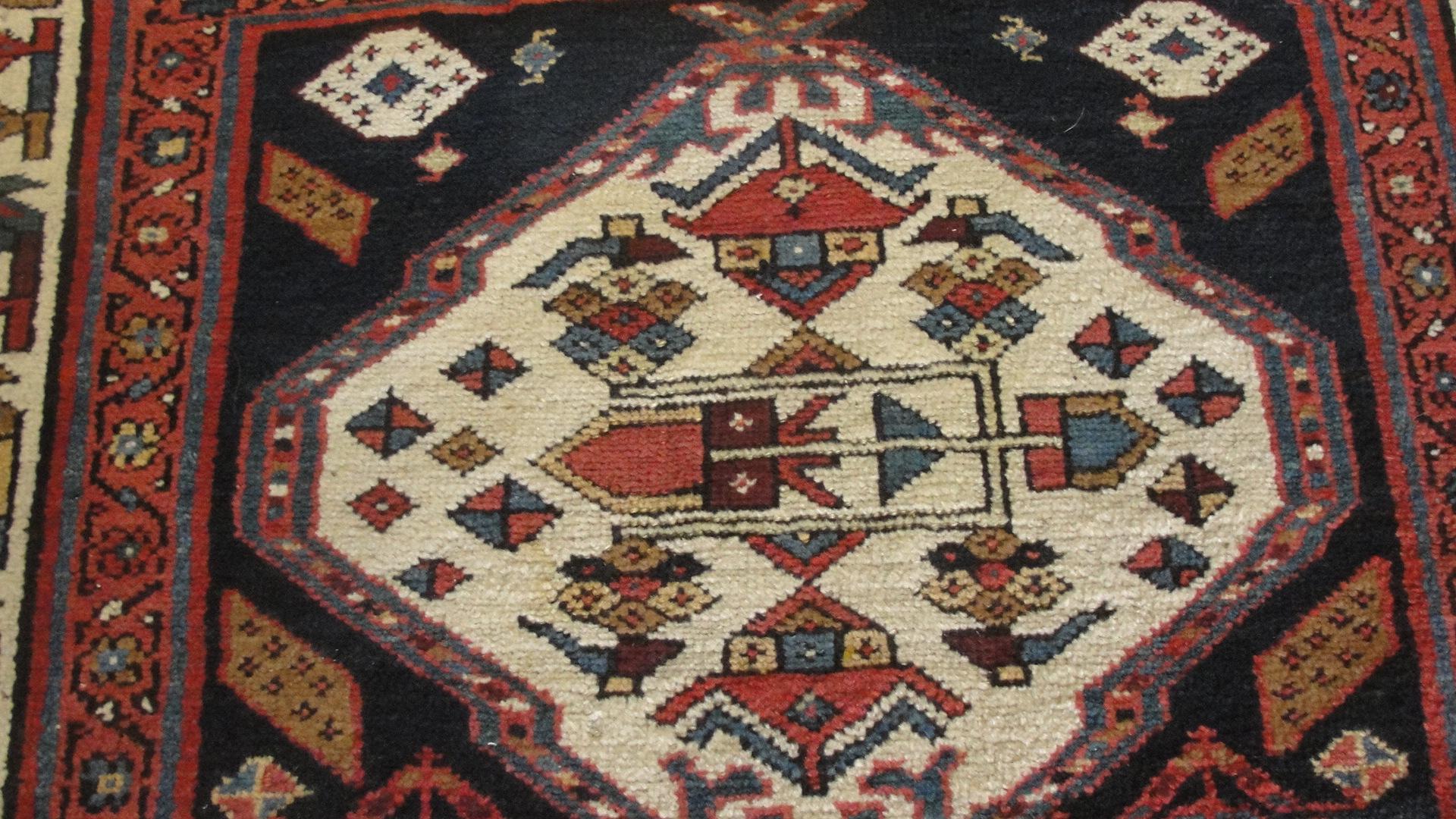 Hand-Knotted  Antique Persian Bakhtiari Runner For Sale