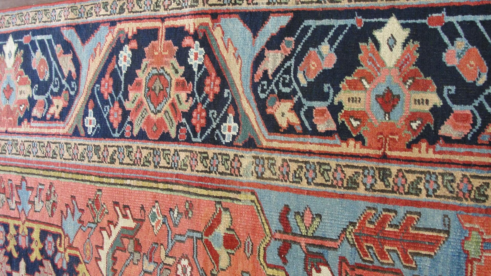 Amazing Antique Persian Heriz Carpet In Excellent Condition In Evanston, IL