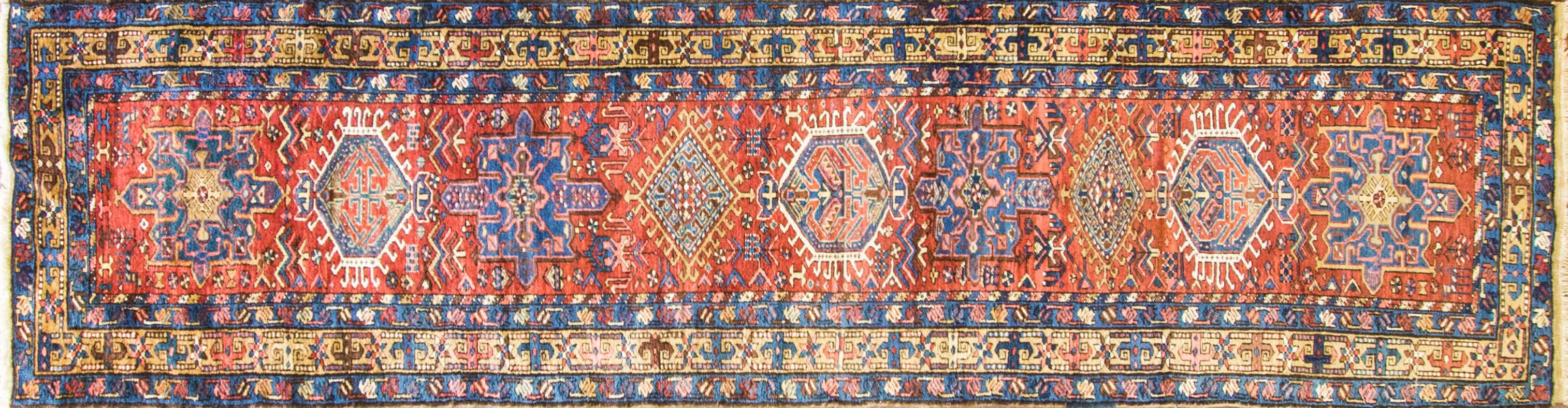 Karaja, Heriz, Serapi, Bakshaish. Karaja and Serapi or Bakshaish all are villages in the district of Heriz north west Persia. Since mid-19th century rugs from these area imported to US and European market. This Karaja rug like many other antique