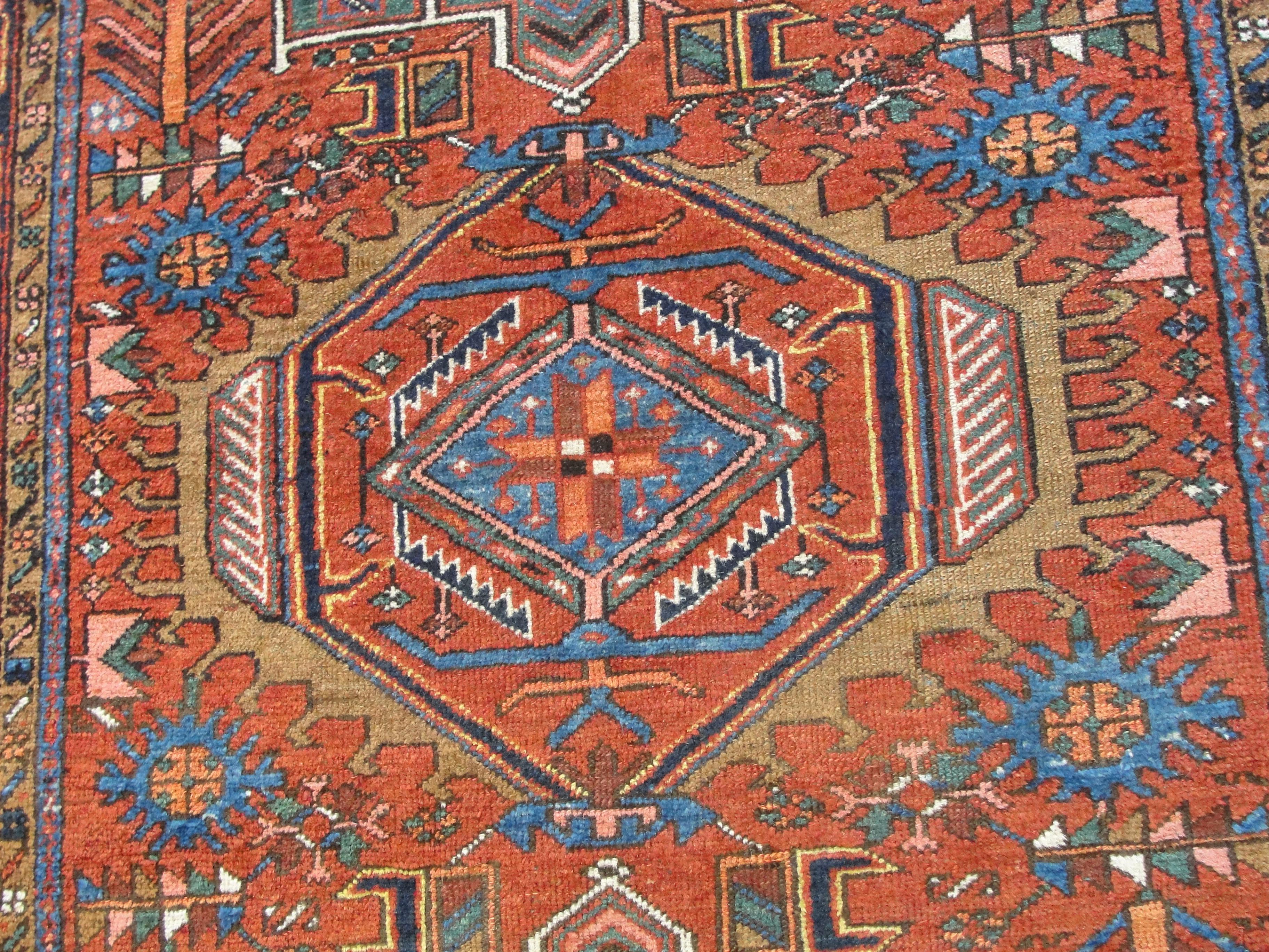  Antique Persian Karajah Rug, Amazing colors. In Excellent Condition In Evanston, IL