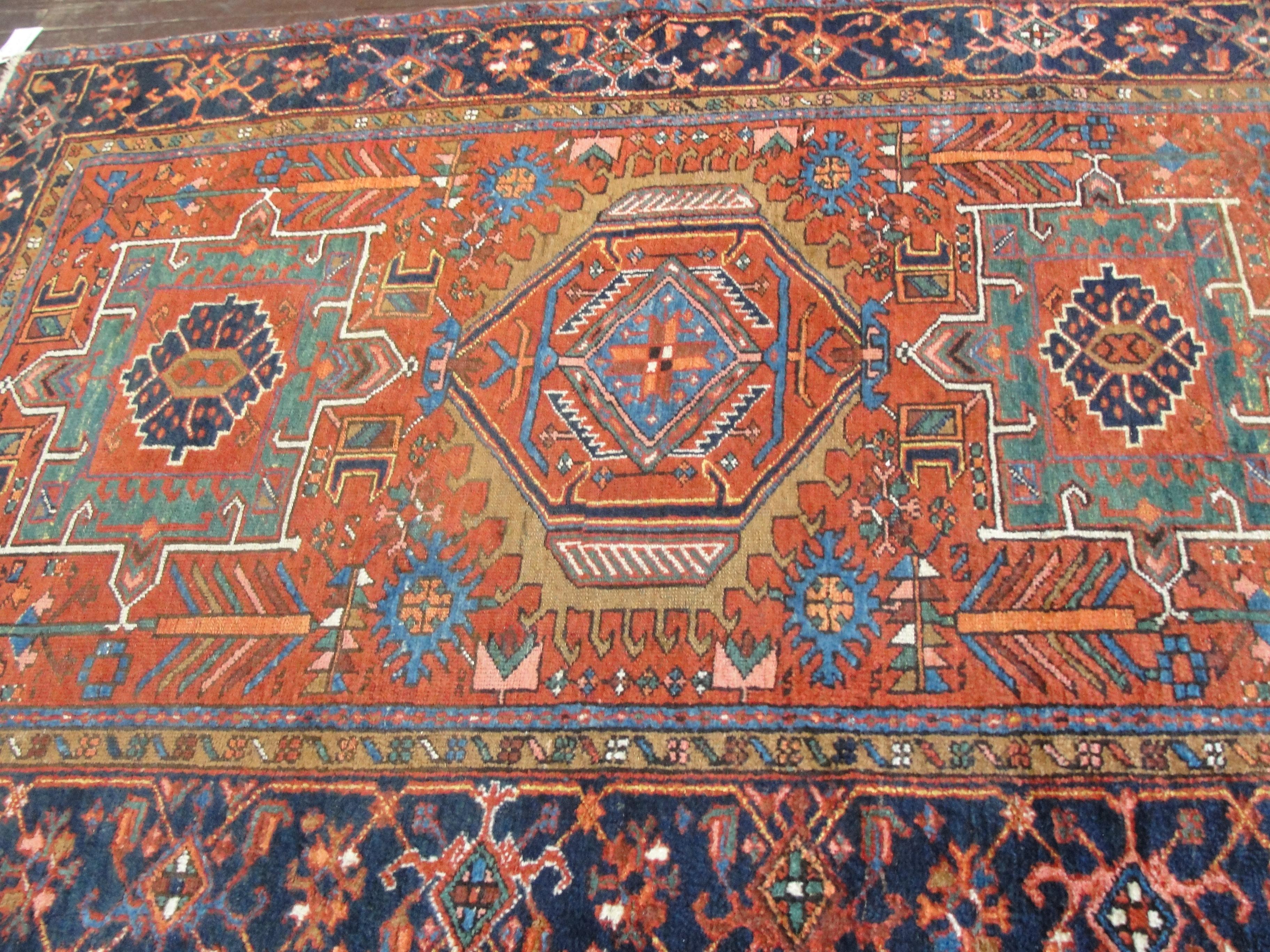 Wool  Antique Persian Karajah Rug, Amazing colors.