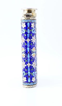Amazing Antique Russian Enamel Silver Flask With Gorgeous Workmanship