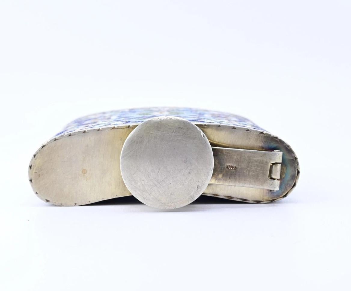 Increíble petaca rusa antigua de plata esmaltada con magnífica factura 1