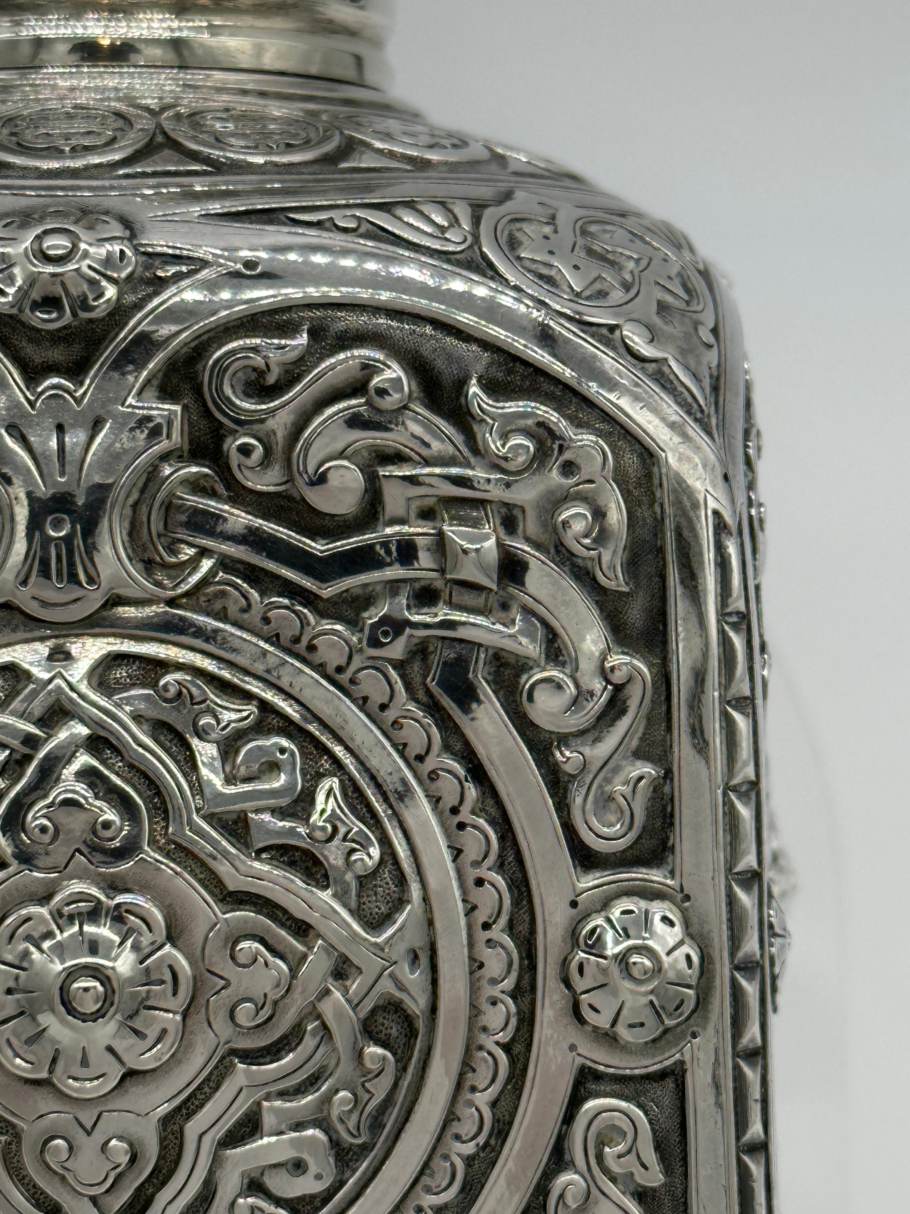Amazing Antique Russian Imperial Silver Tea Caddy, Loskutov, Moscow 1889 6