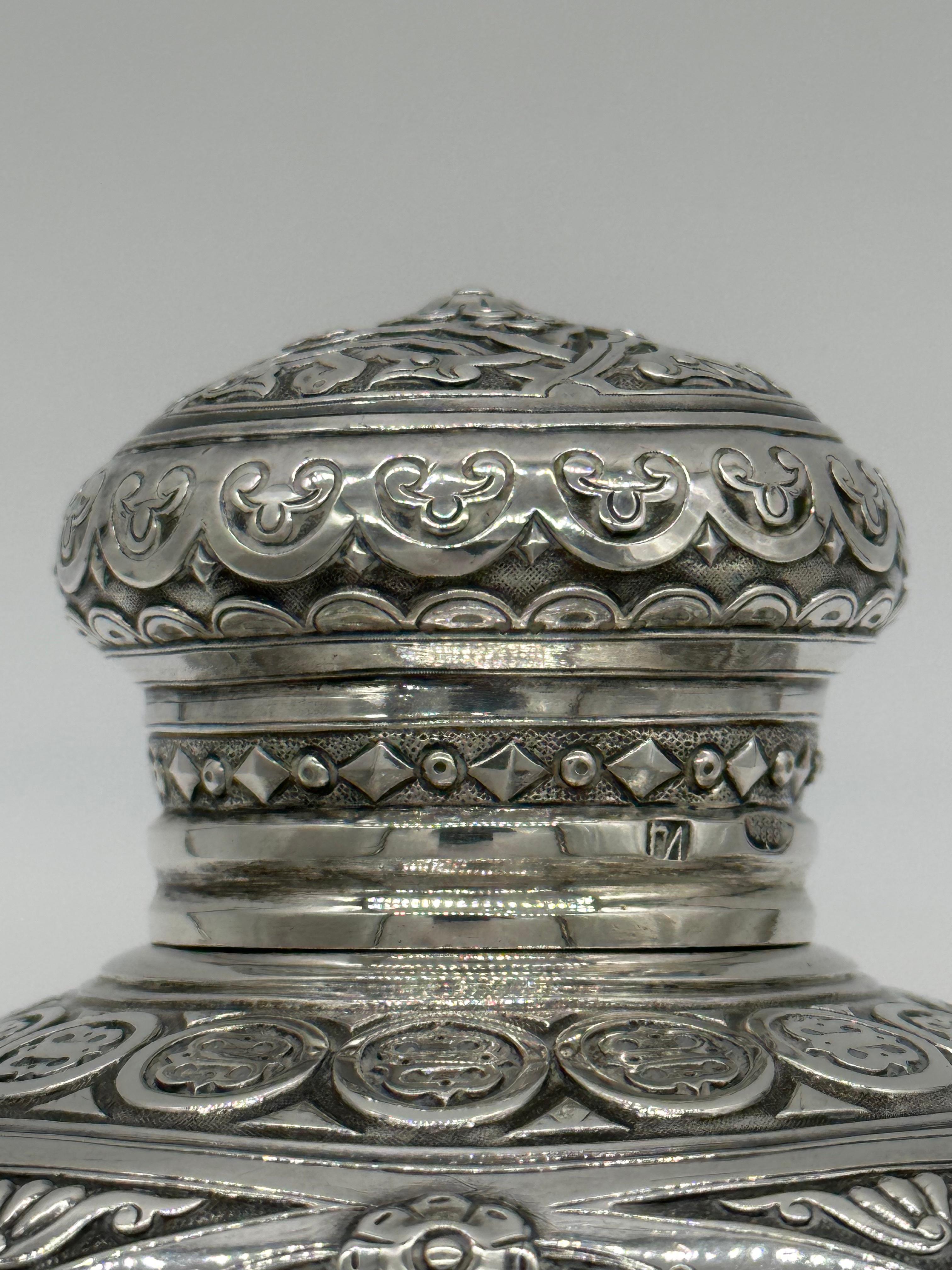 Amazing Antique Russian Imperial Silver Tea Caddy, Loskutov, Moscow 1889 7