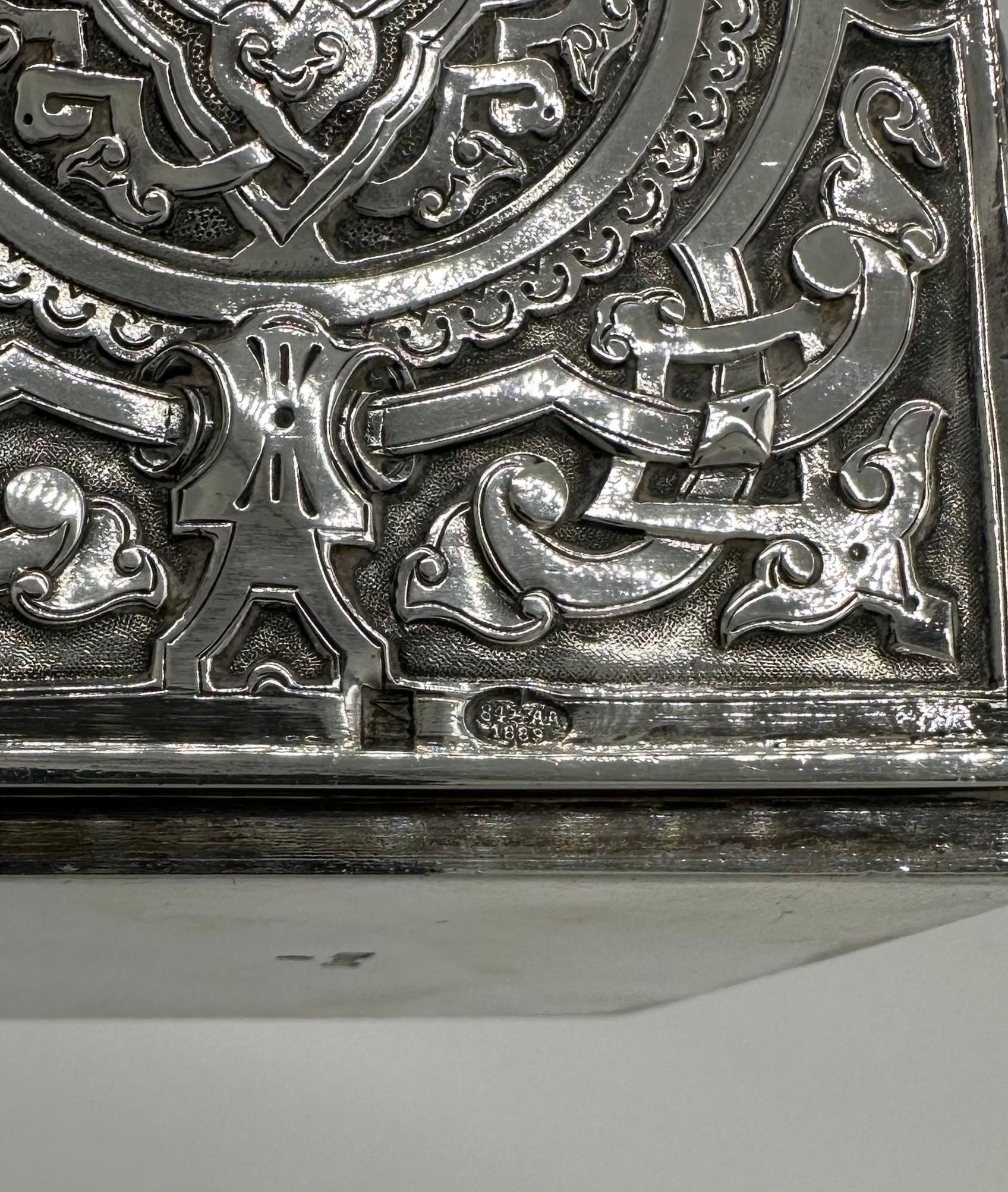 Amazing Antique Russian Imperial Silver Tea Caddy, Loskutov, Moscow 1889 10
