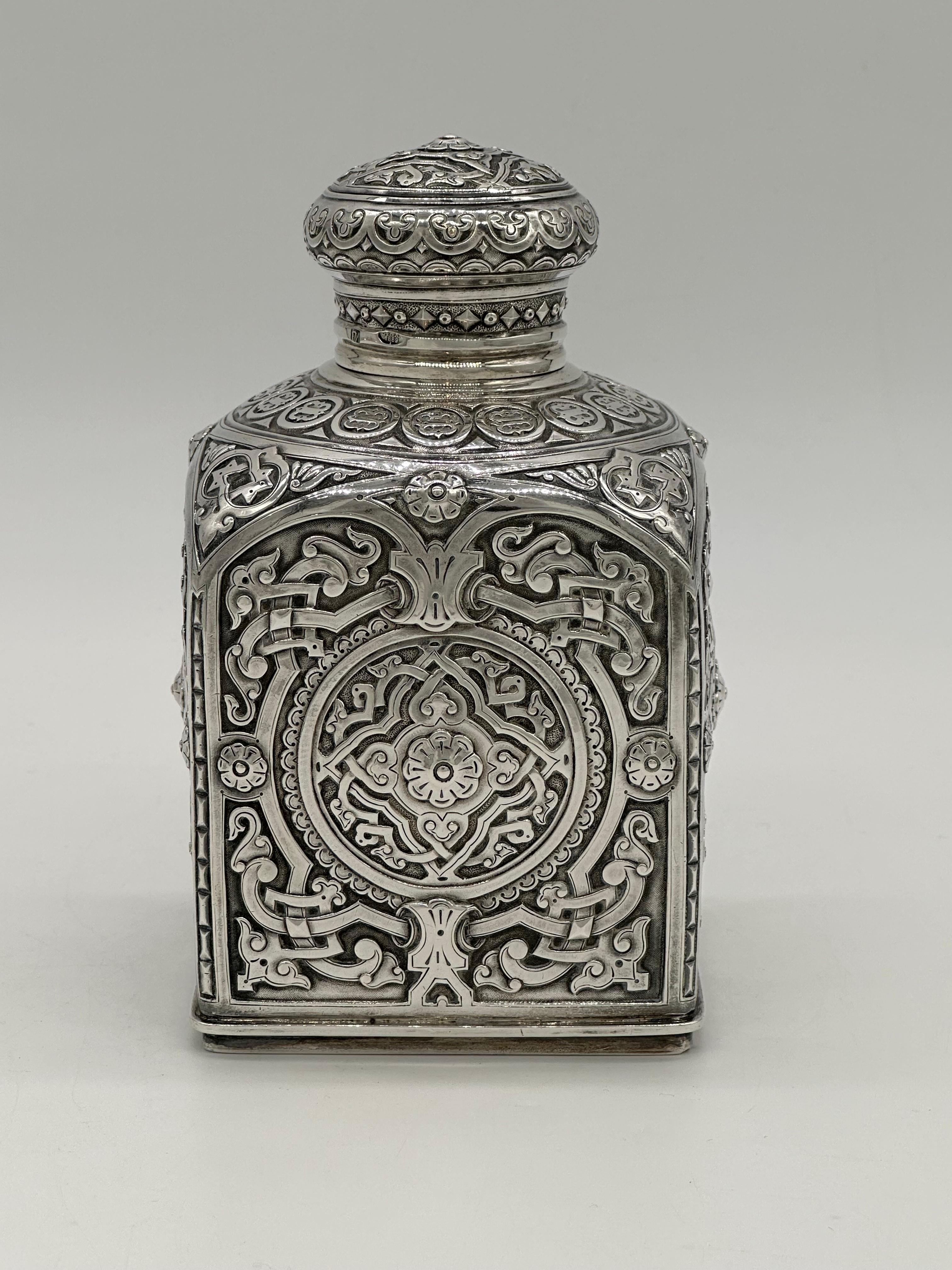 Late 19th Century Amazing Antique Russian Imperial Silver Tea Caddy, Loskutov, Moscow 1889