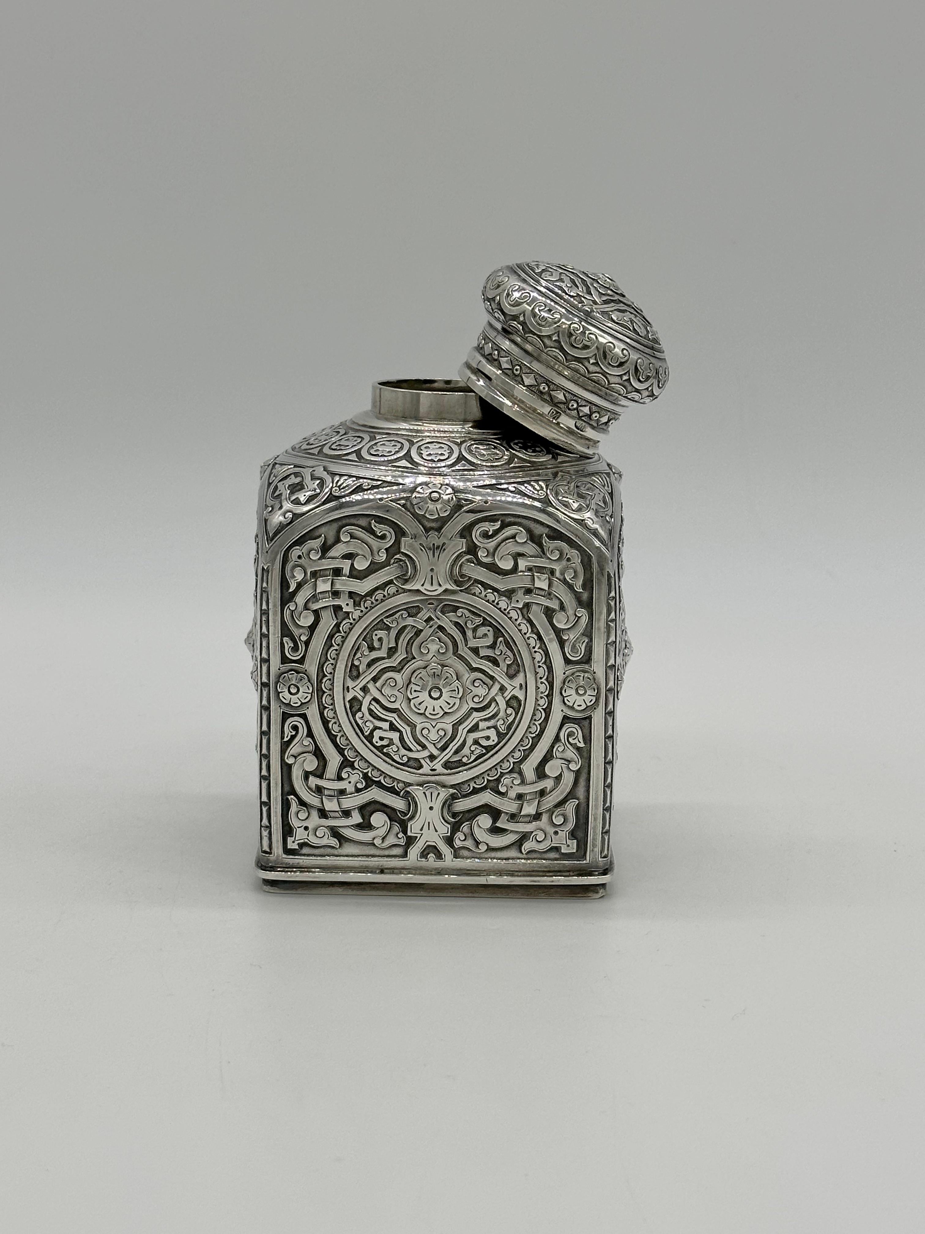Amazing Antique Russian Imperial Silver Tea Caddy, Loskutov, Moscow 1889 1