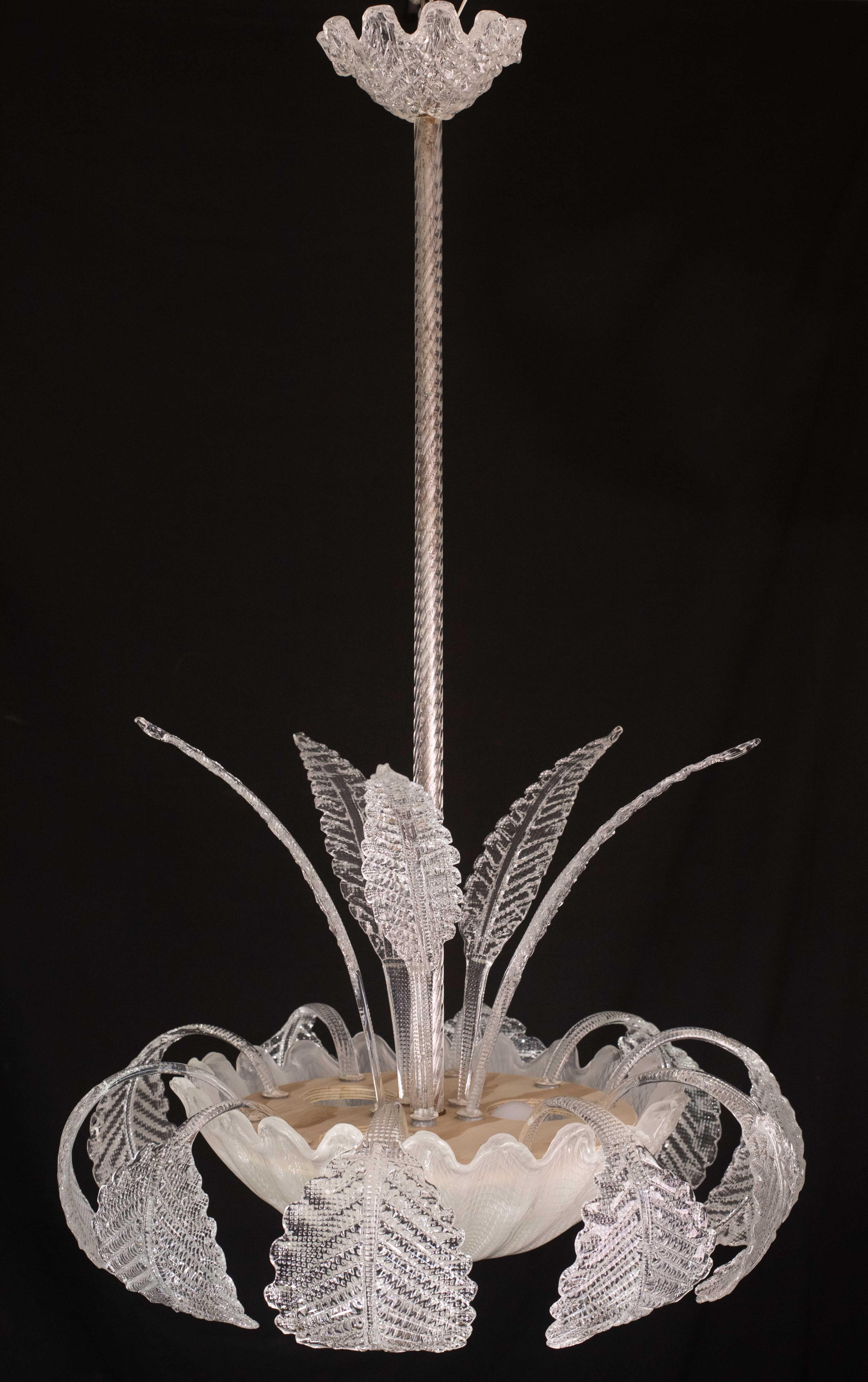 Erstaunlicher Art Decò, Barovier & Toso Kronleuchter, Murano Glas, 1950er Jahre (Art déco) im Angebot