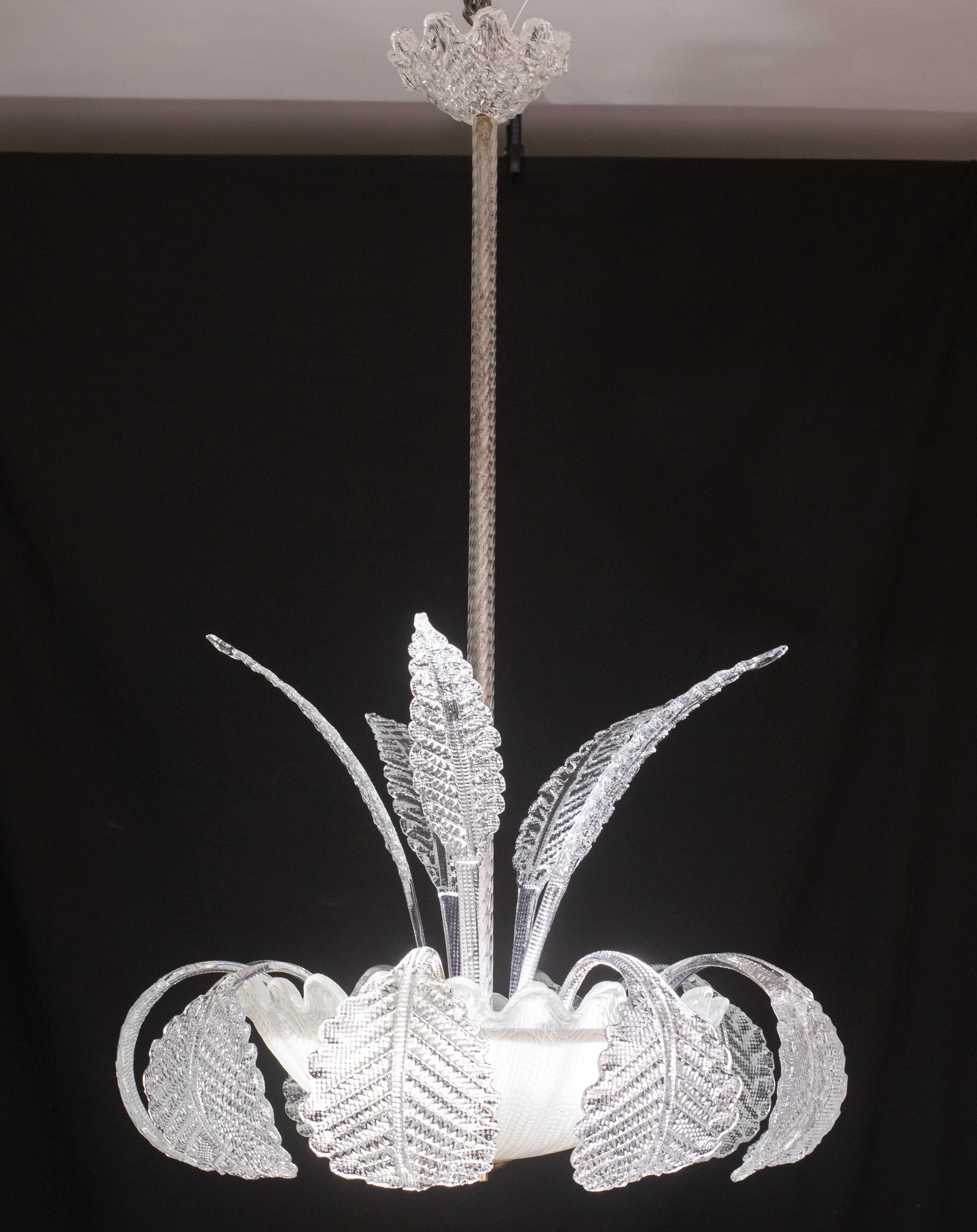 Erstaunlicher Art Decò, Barovier & Toso Kronleuchter, Murano Glas, 1950er Jahre (Europäisch) im Angebot