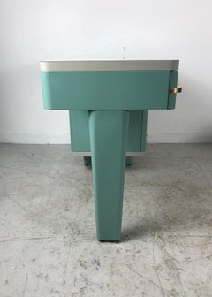 Amazing Art Deco Machine Age Metal Desk by Royal Metal Co. after Kem Weber