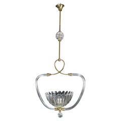 Amazing Art Decò Murano Glass Pendant Chandelier by Ercole Barovier, 1940s
