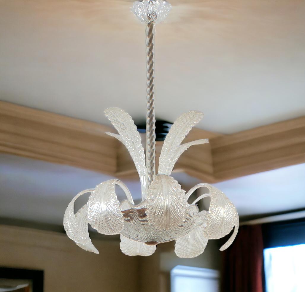 Incredibile lampadario in vetro di Murano Art Deco Ninfea di Barovier, 1940 In condizioni ottime in vendita a Rome, IT