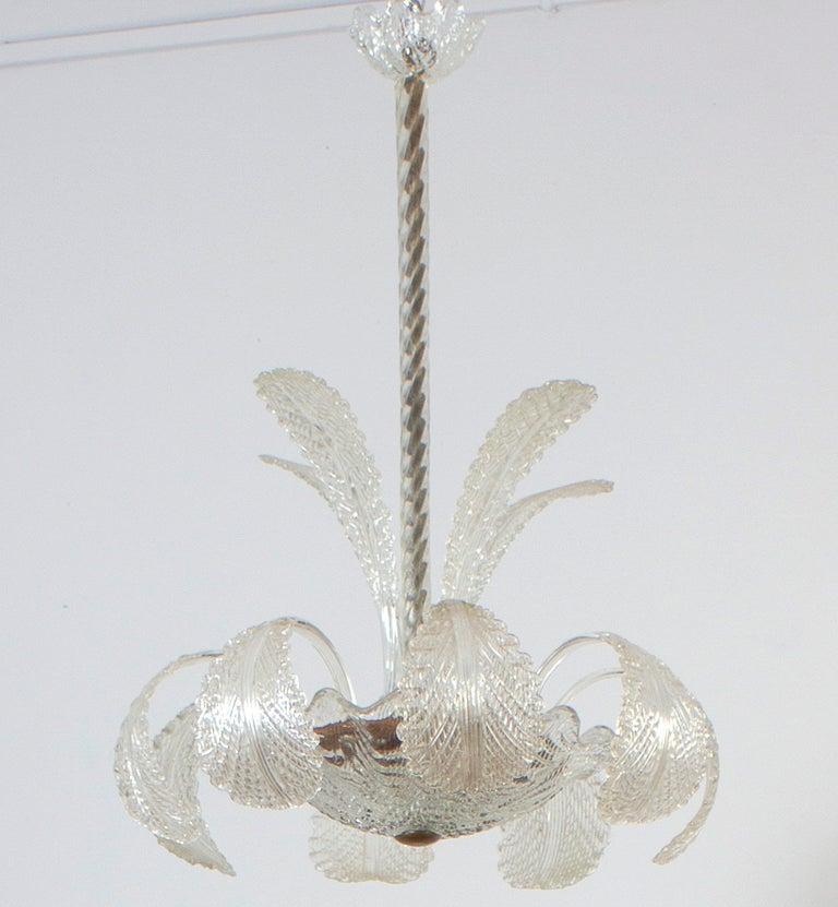 Mid-20th Century Amazing Art Deco Ninfea Murano Glass Chandelier by Barovier Italy, 1940 For Sale