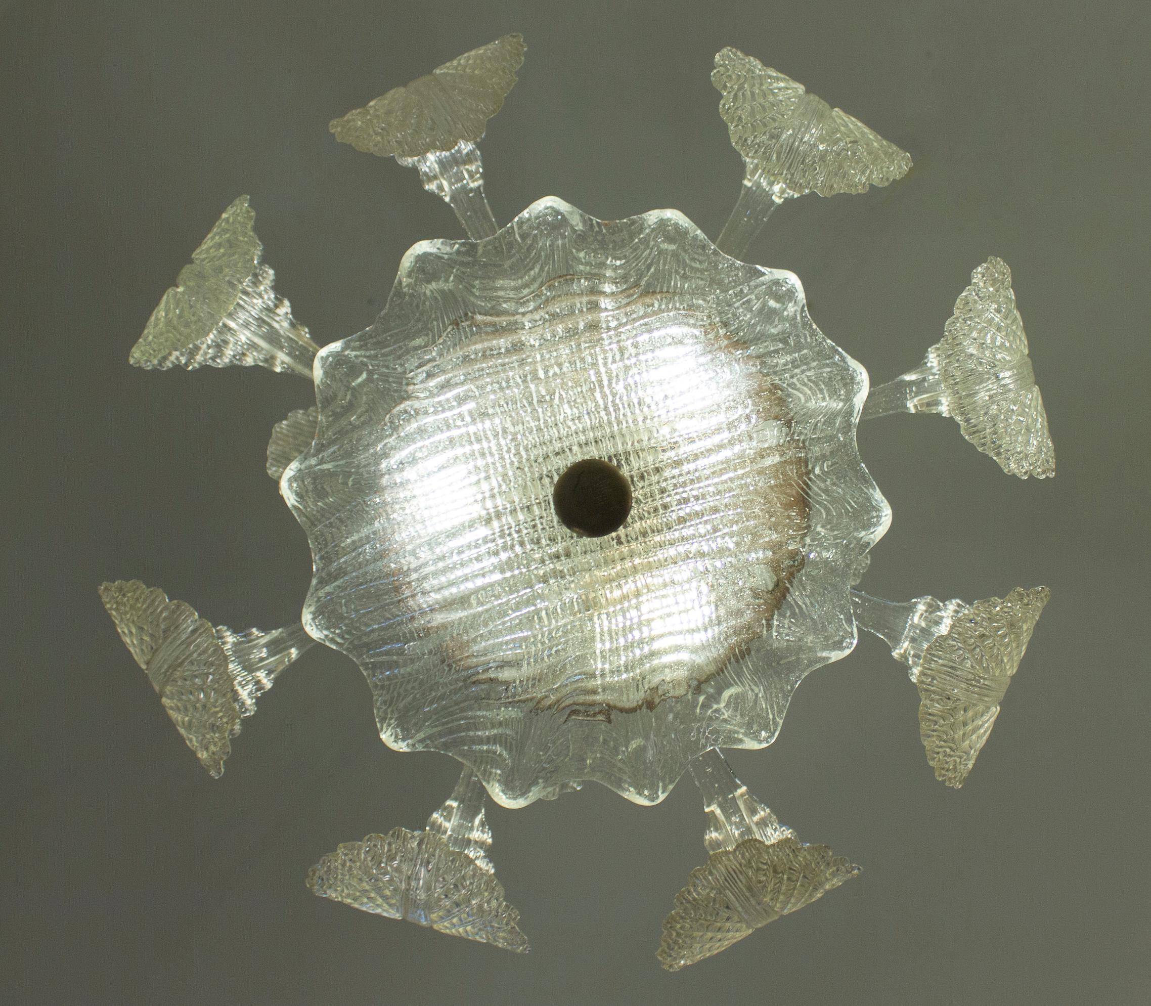 Metà XX secolo Incredibile lampadario in vetro di Murano Art Deco Ninfea di Barovier, 1940 in vendita