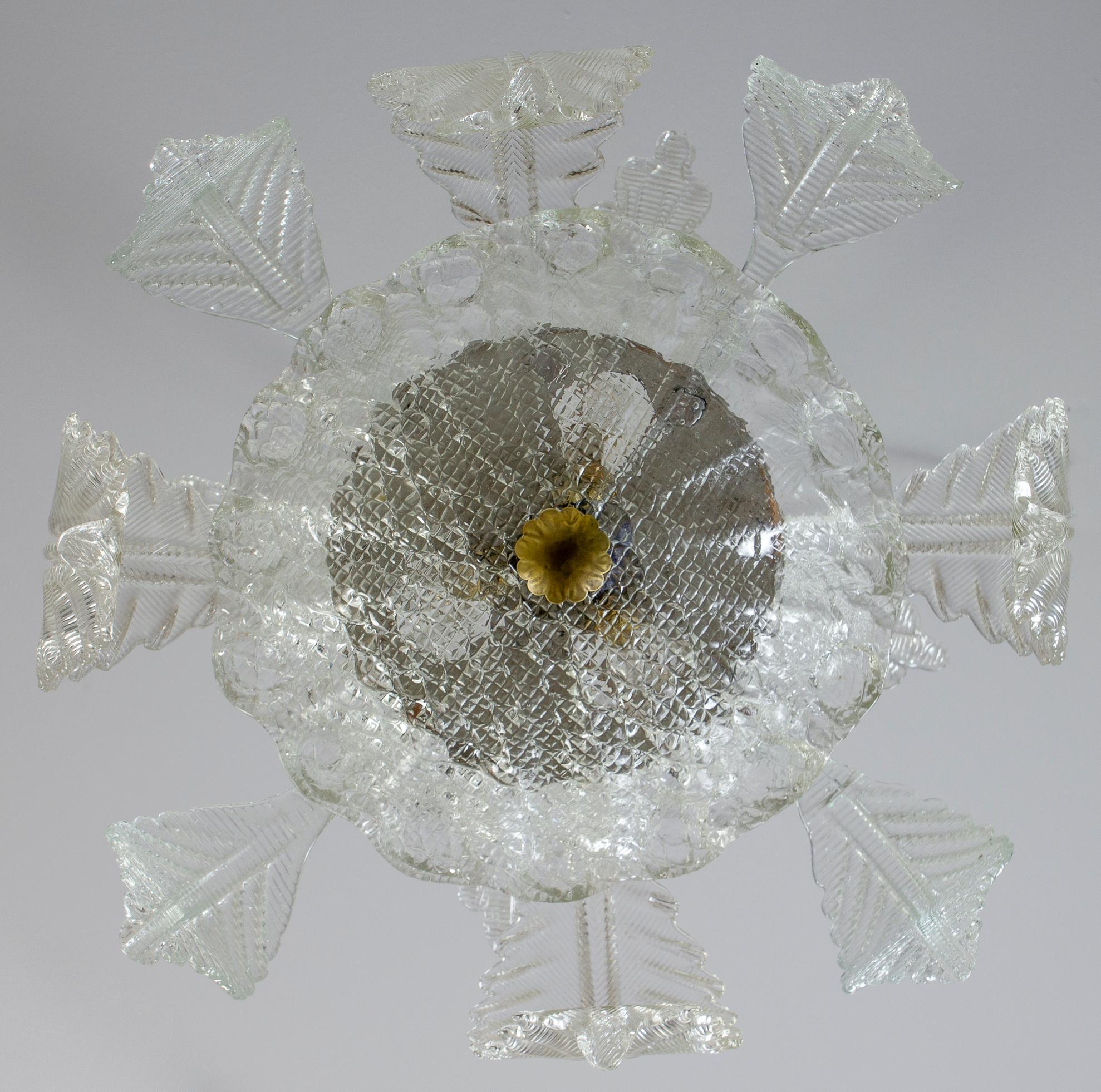 Erstaunlicher Art Deco Ninfea Murano Glas Kronleuchter von Barovier Italien, 1940 im Angebot 2