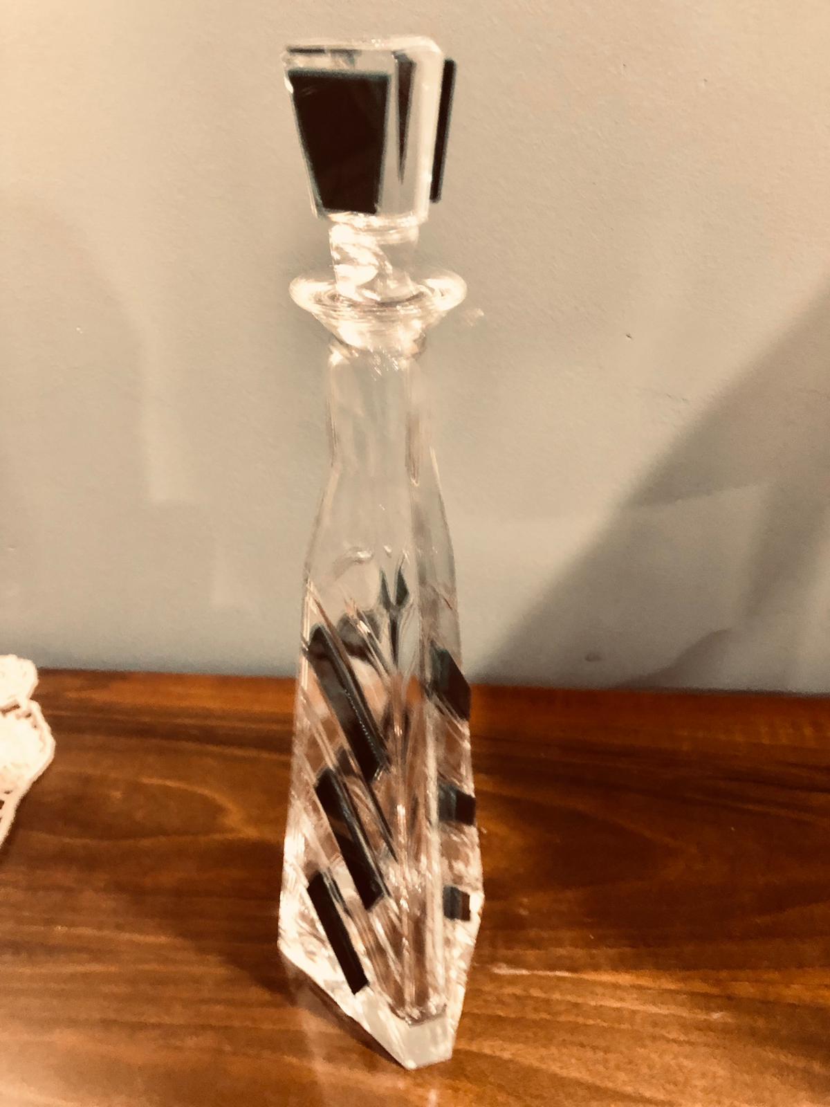Wunderschöne Original-Likör-Kristallflasche im Art-déco-Stil, Italien 1940 (Italienisch) im Angebot
