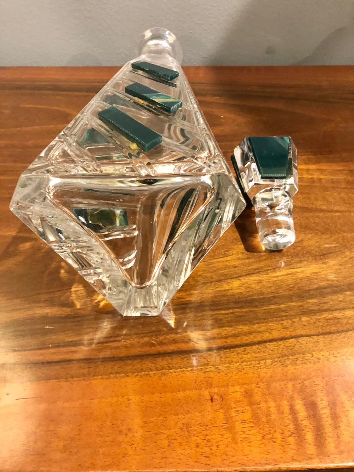 Amazing Art Deco Original, Liqueur Crystal Bottle, Italy 1940 For Sale 3