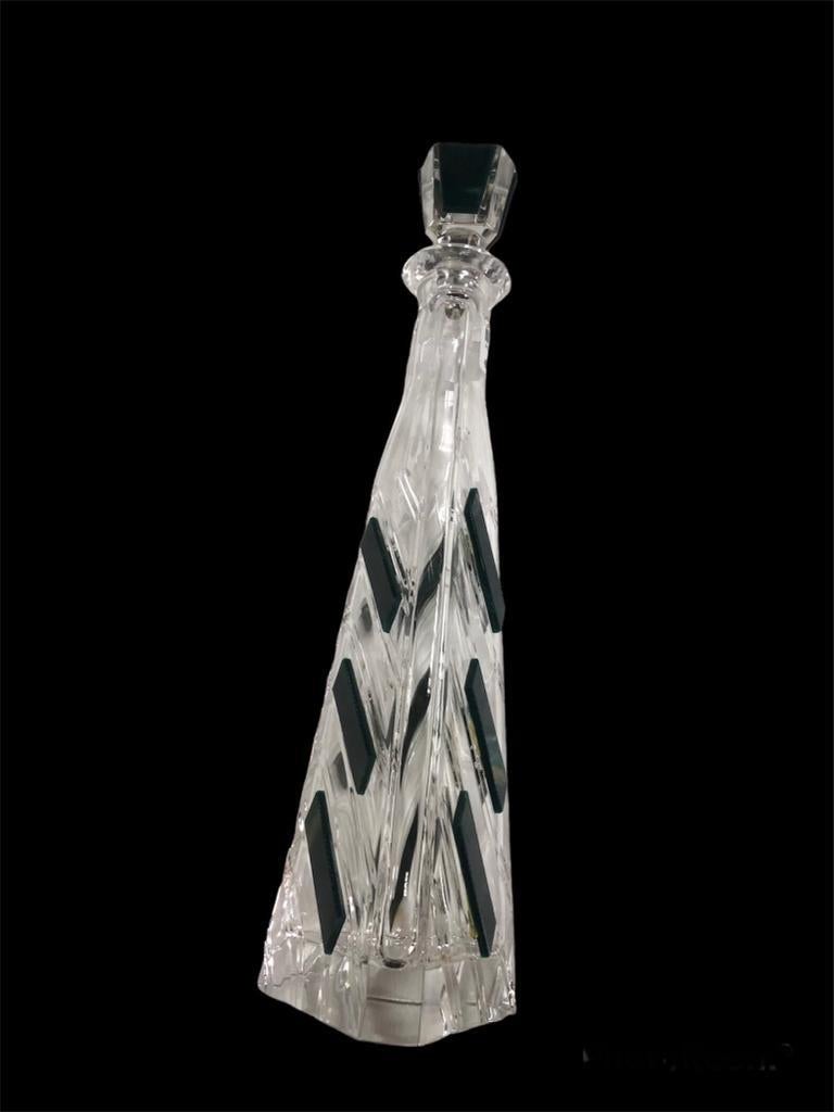Wunderschöne Original-Likör-Kristallflasche im Art-déco-Stil, Italien 1940 im Angebot 3