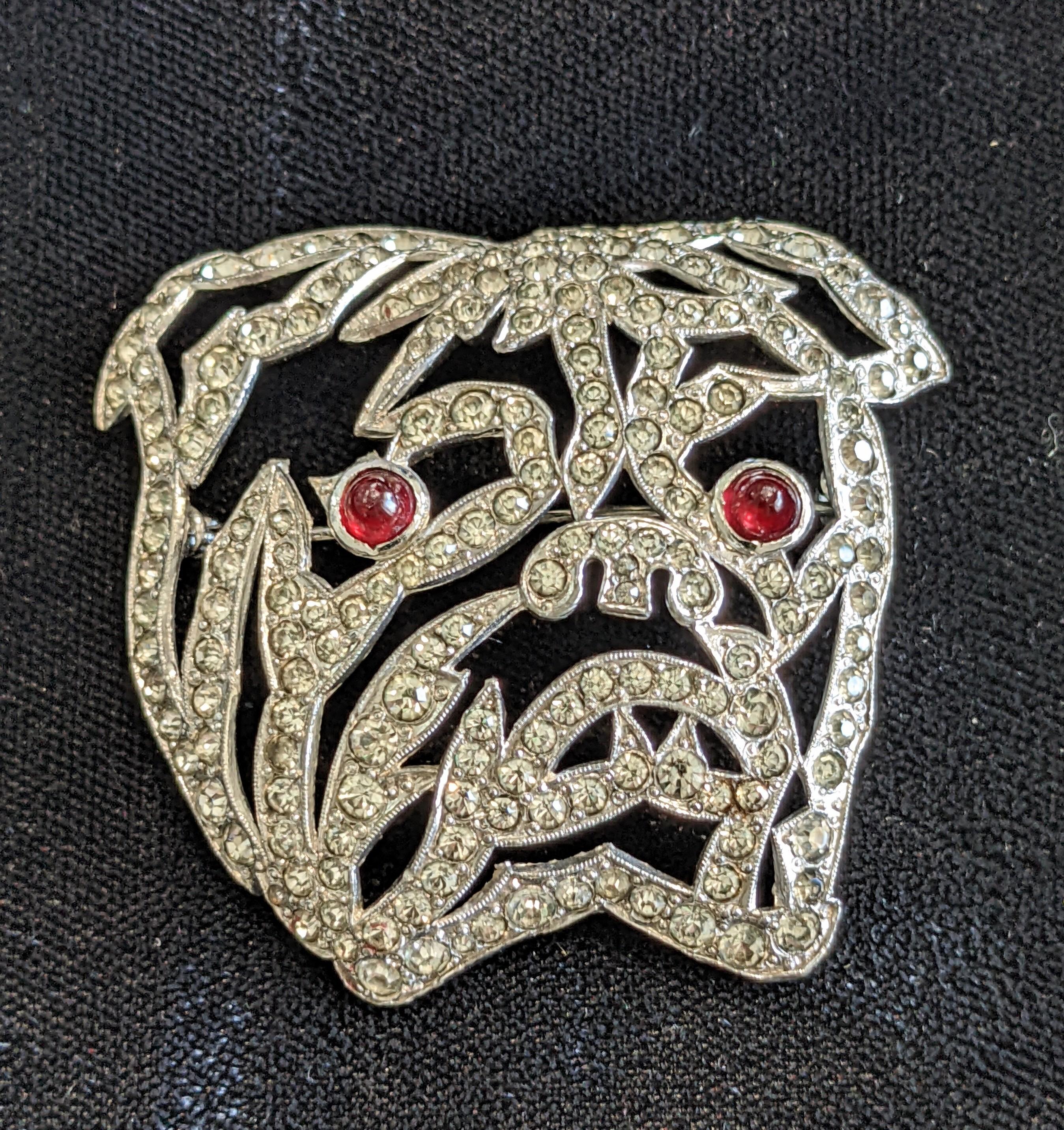 Amazing Art Deco Trifari Bulldog Brooch 1