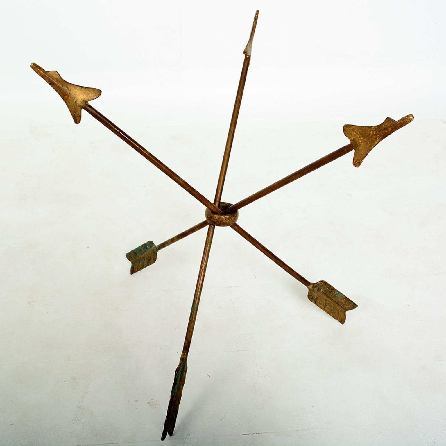 Mid-20th Century Amazing Arturo Pani Bronze Arrows Martini Side Tripod Table Glass Top, 1940s