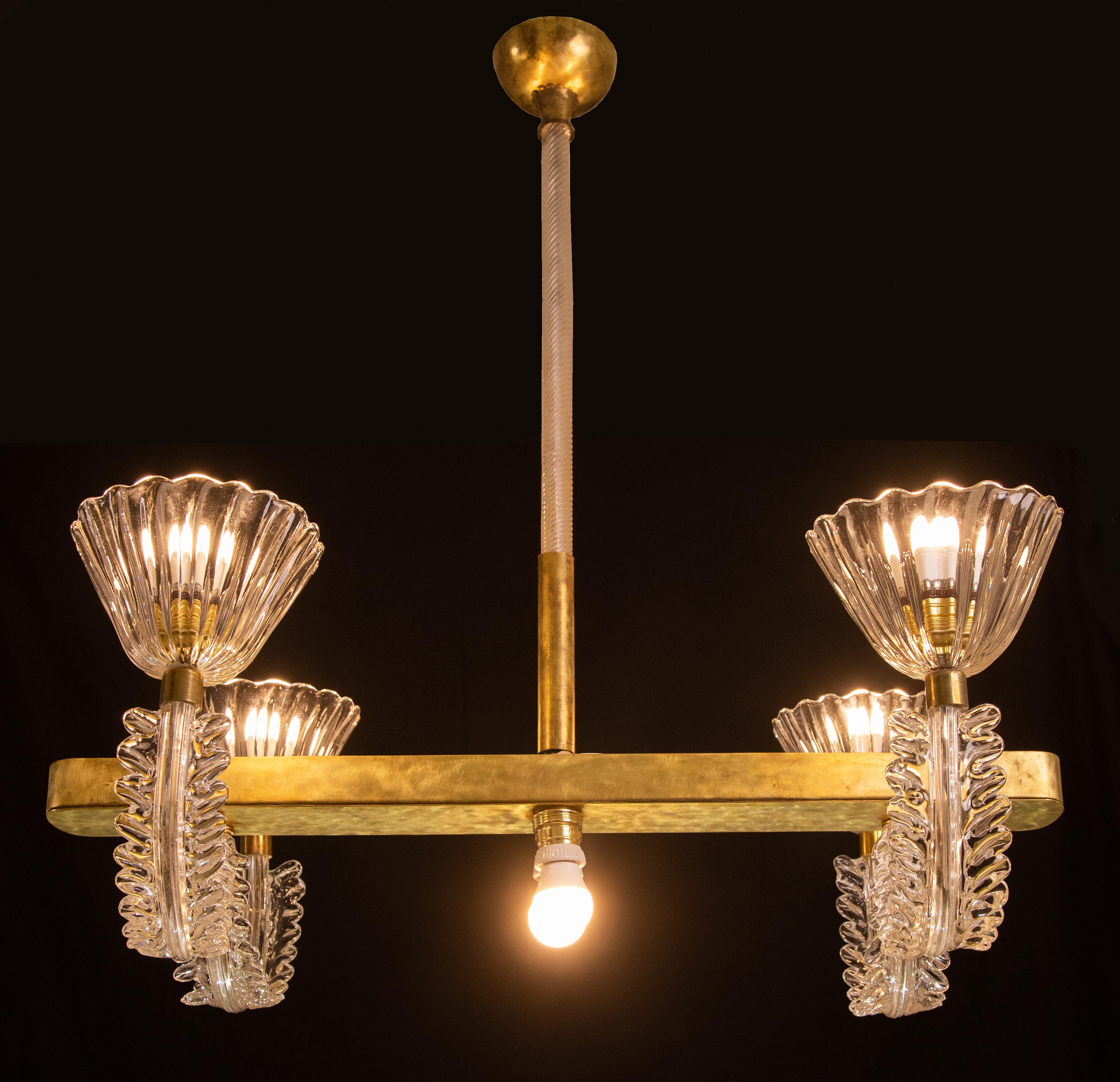 Amazing Barovier e Toso Chandelier, Murano Glass, 1950s In Good Condition For Sale In Roma, IT