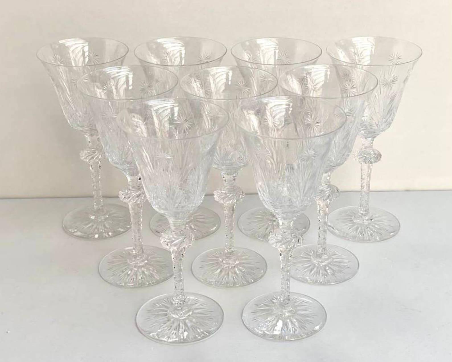 Amazing Barthmann Wine Glasses, Set of 9  Lead Crystal Wine Goblets, Germany 1