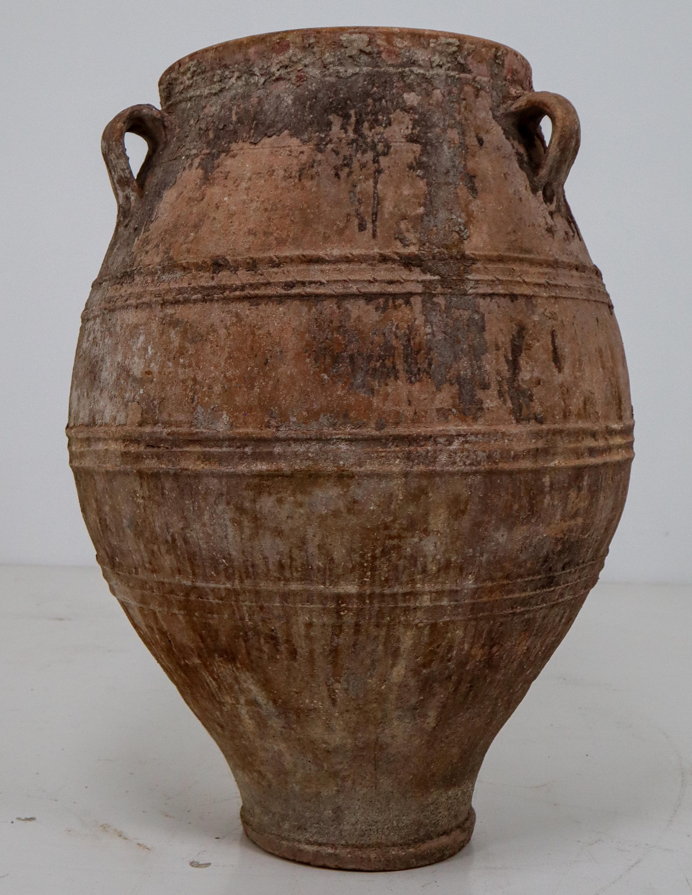 French Provincial Amazing Big-Size Greek Patinated Terracotta Jar from the Late 19th Century