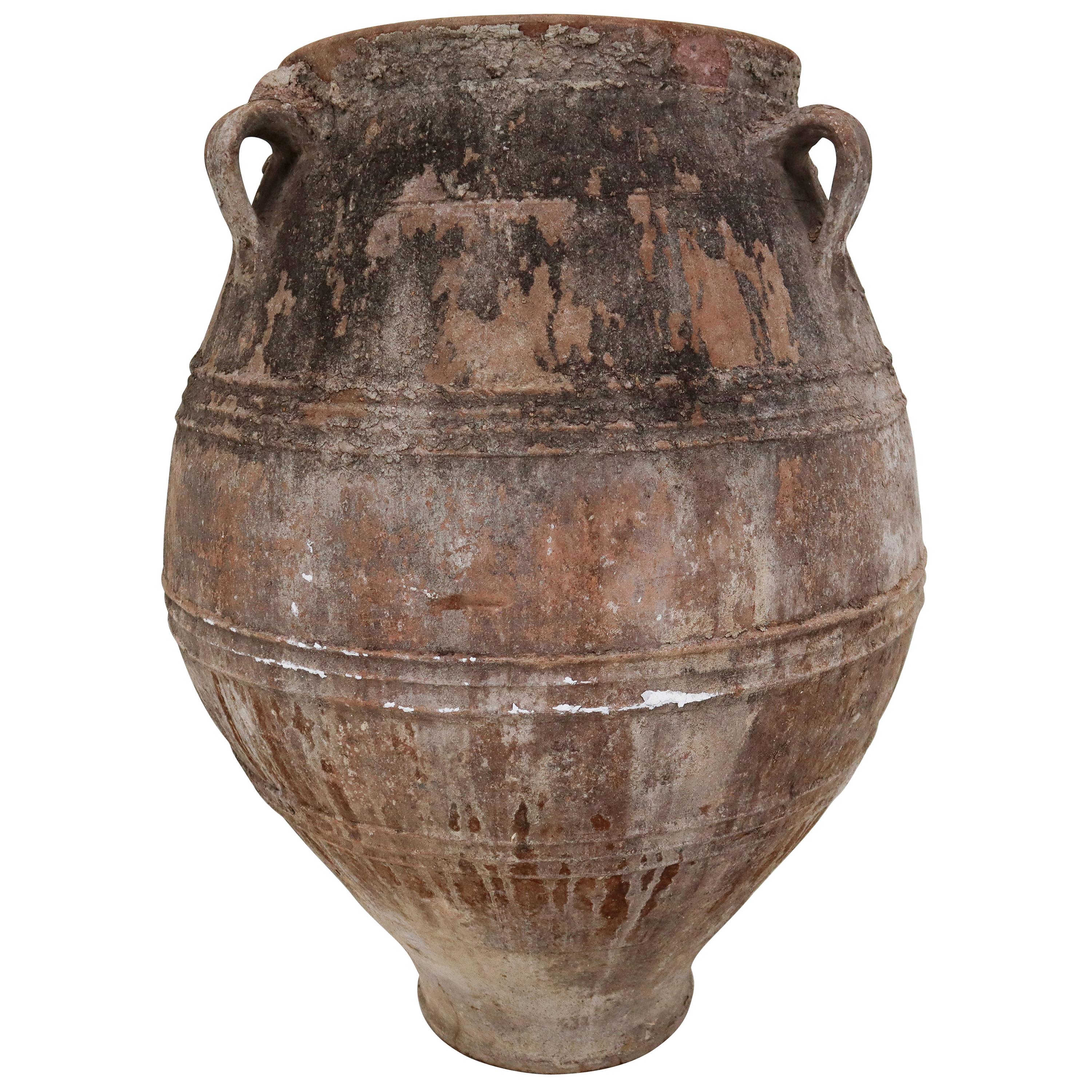 Amazing Big-Size Greek Patinated Terracotta Jar from the Late 19th Century