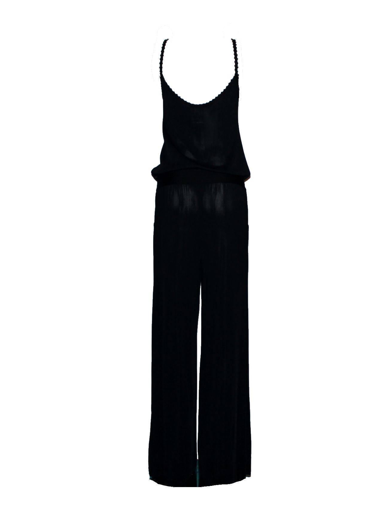 Stunning Chanel Jumpsuit 
A Chanel signature piece that lasts for many years
So versatile - perfect to wear at home, during the day with a jacket or for an evening out
Softest black fine-knitted fabric, comfortable to wear and stylish
Spaghetti
