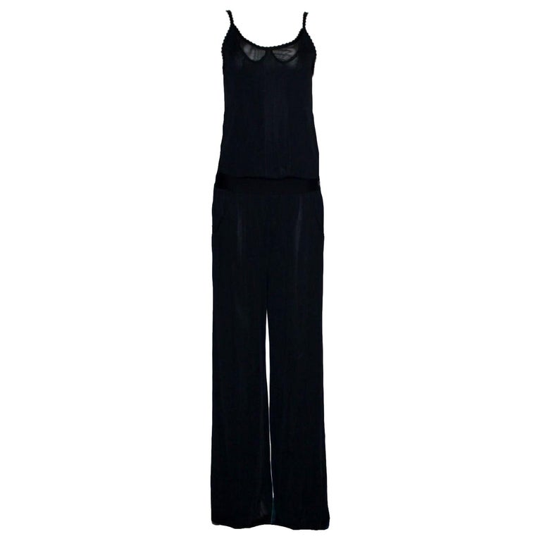 NEW Black Chanel Knitted Wide Leg Jumpsuit Overall Playsuit at 1stDibs ...