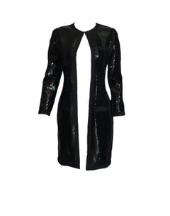 Amazing Black Chanel Sequin Silk Evening Dress Coat Jacket
