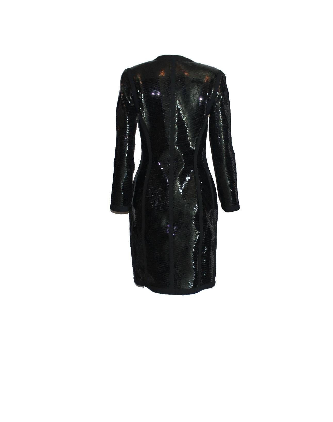 Amazing Black Chanel Sequin Silk Evening Dress Coat Jacket In Excellent Condition In Switzerland, CH